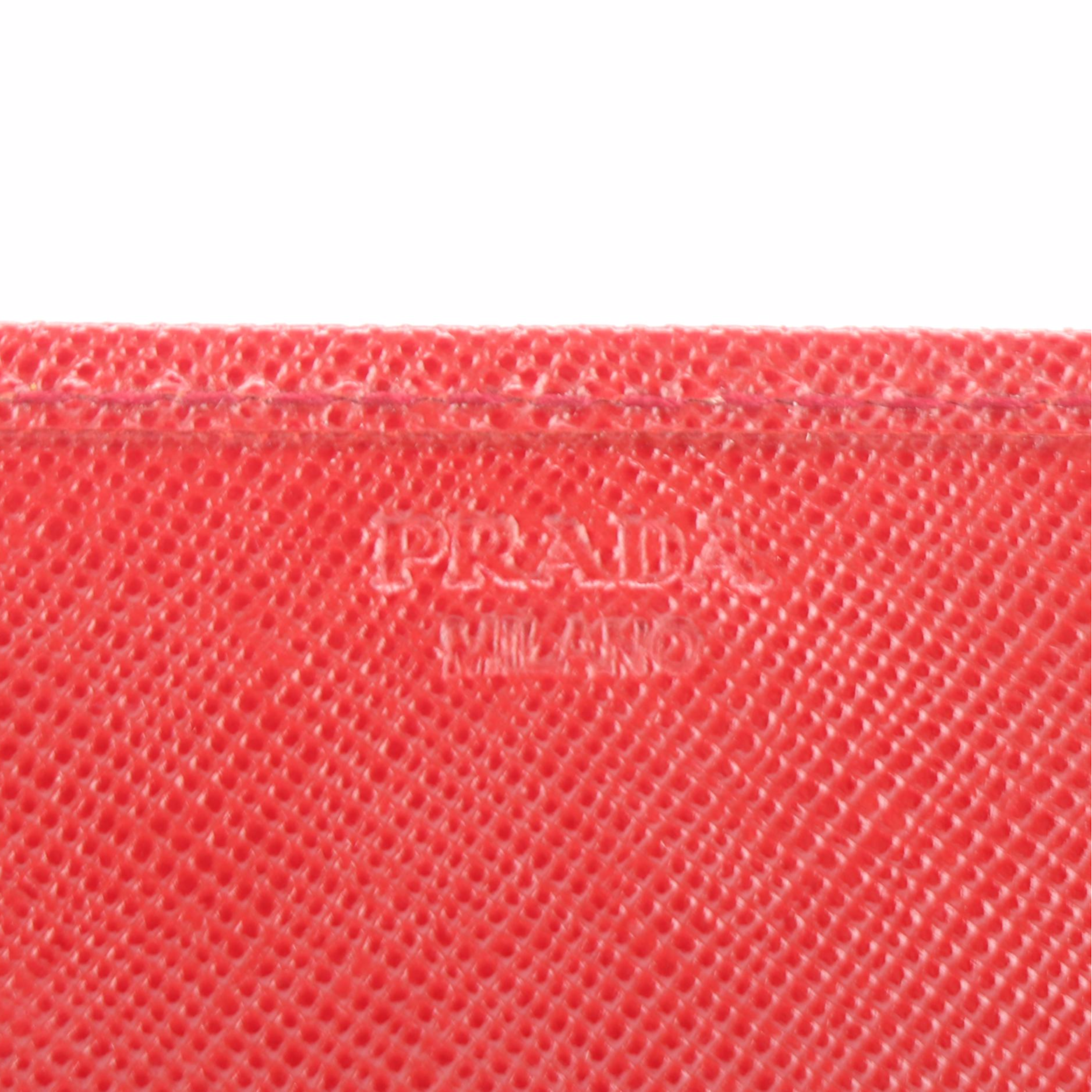 Prada Red Saffiano Leather Wallet on Chain