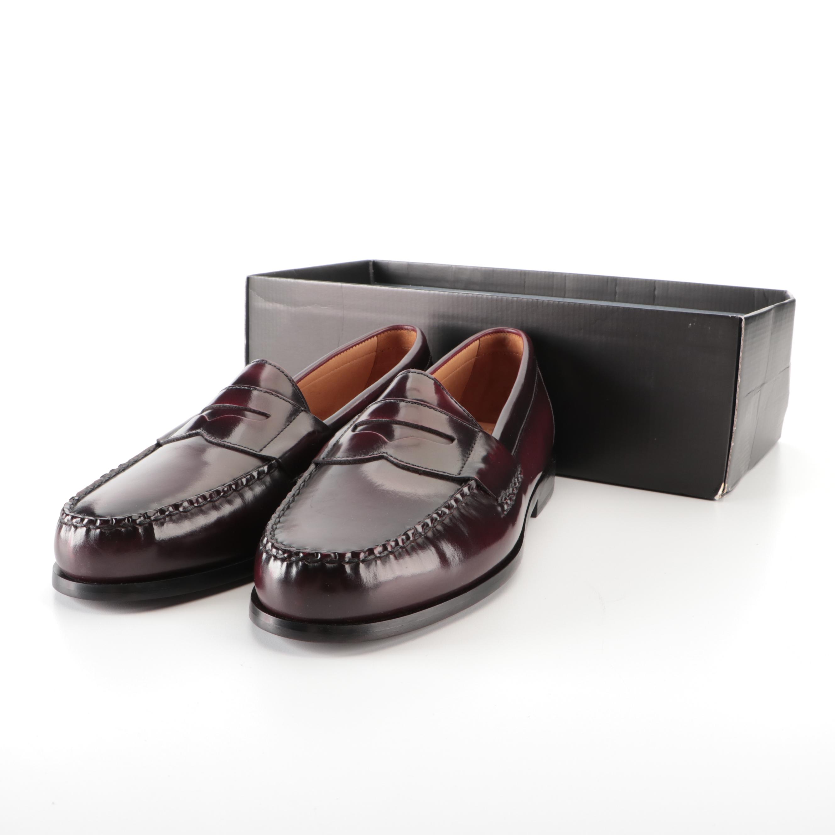 Men's Johnston & Murphy Hayes Penny Loafers in Burgundy Leather with Box