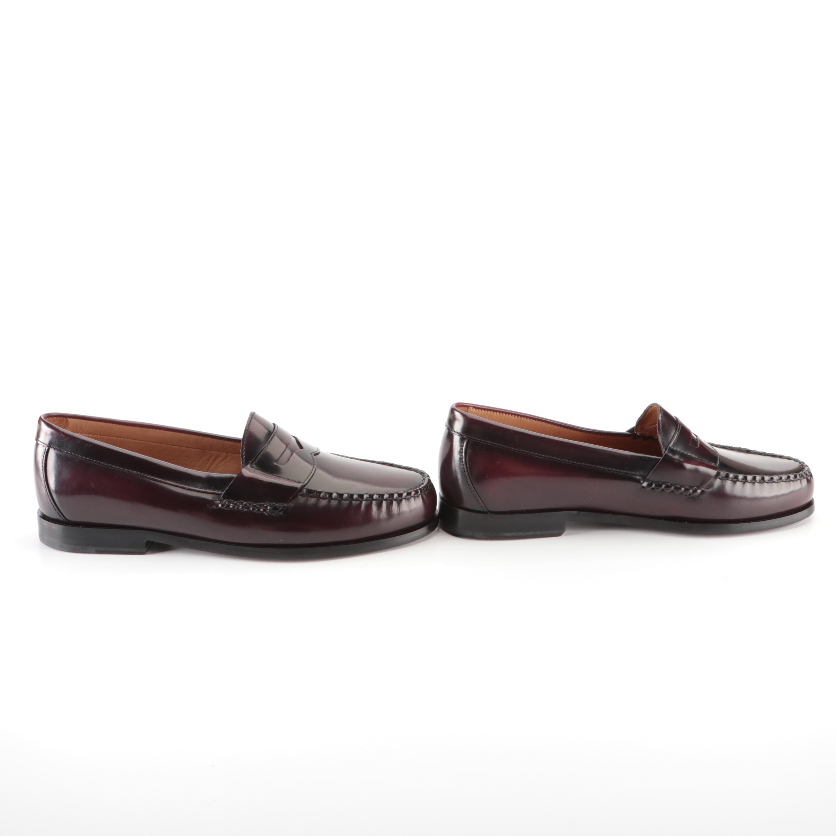 Men's Johnston & Murphy Hayes Penny Loafers in Burgundy Leather with Box