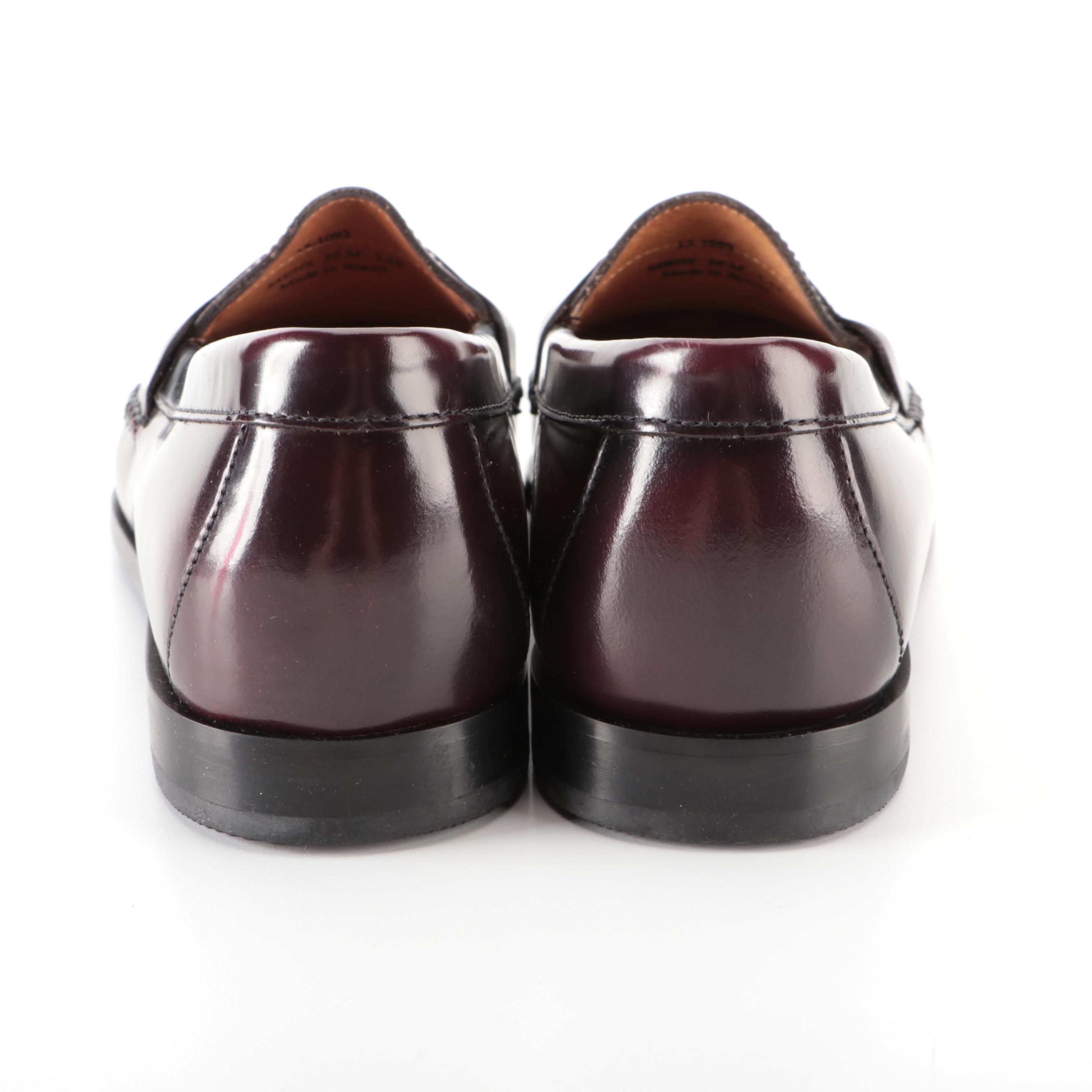Men's Johnston & Murphy Hayes Penny Loafers in Burgundy Leather with Box
