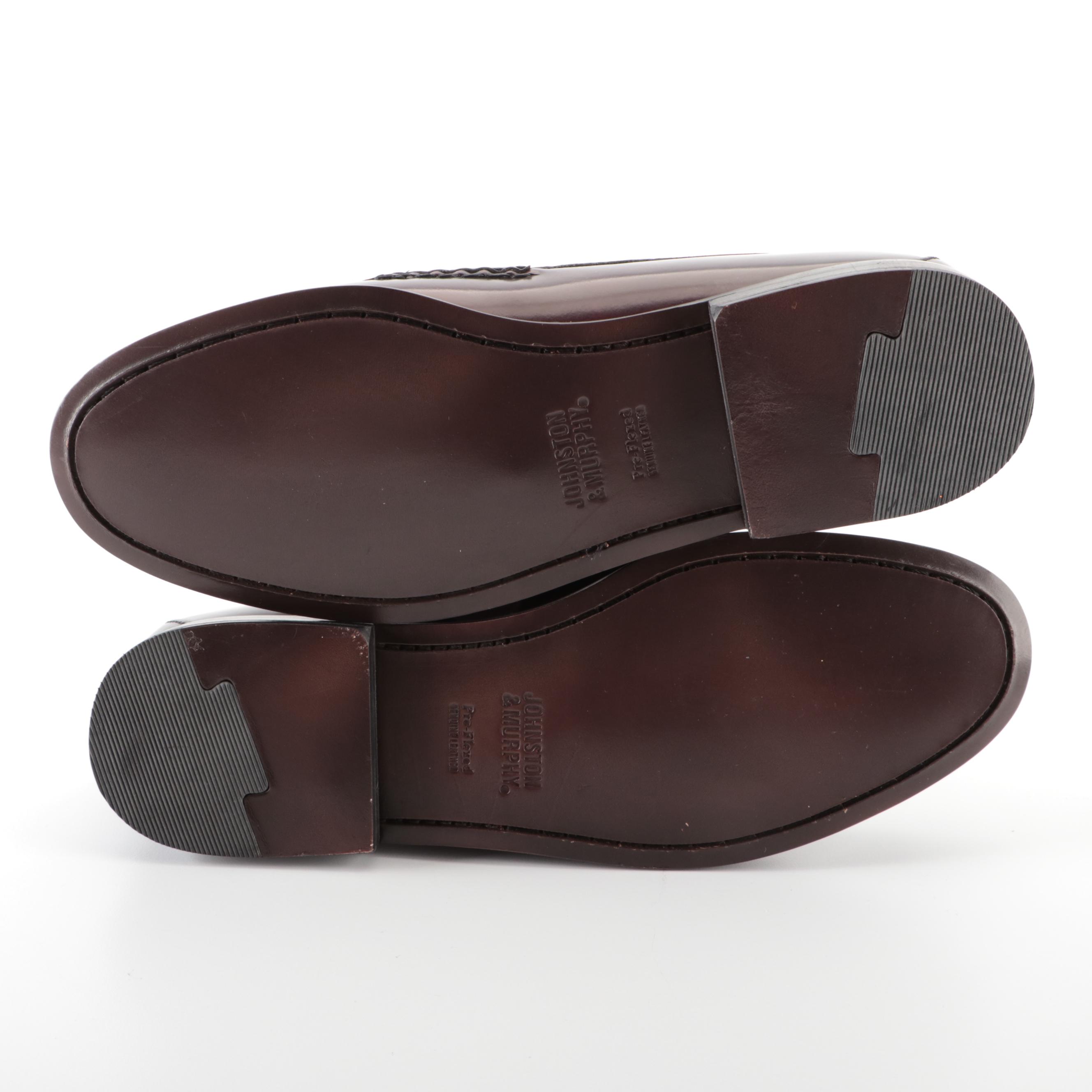 Men's Johnston & Murphy Hayes Penny Loafers in Burgundy Leather with Box