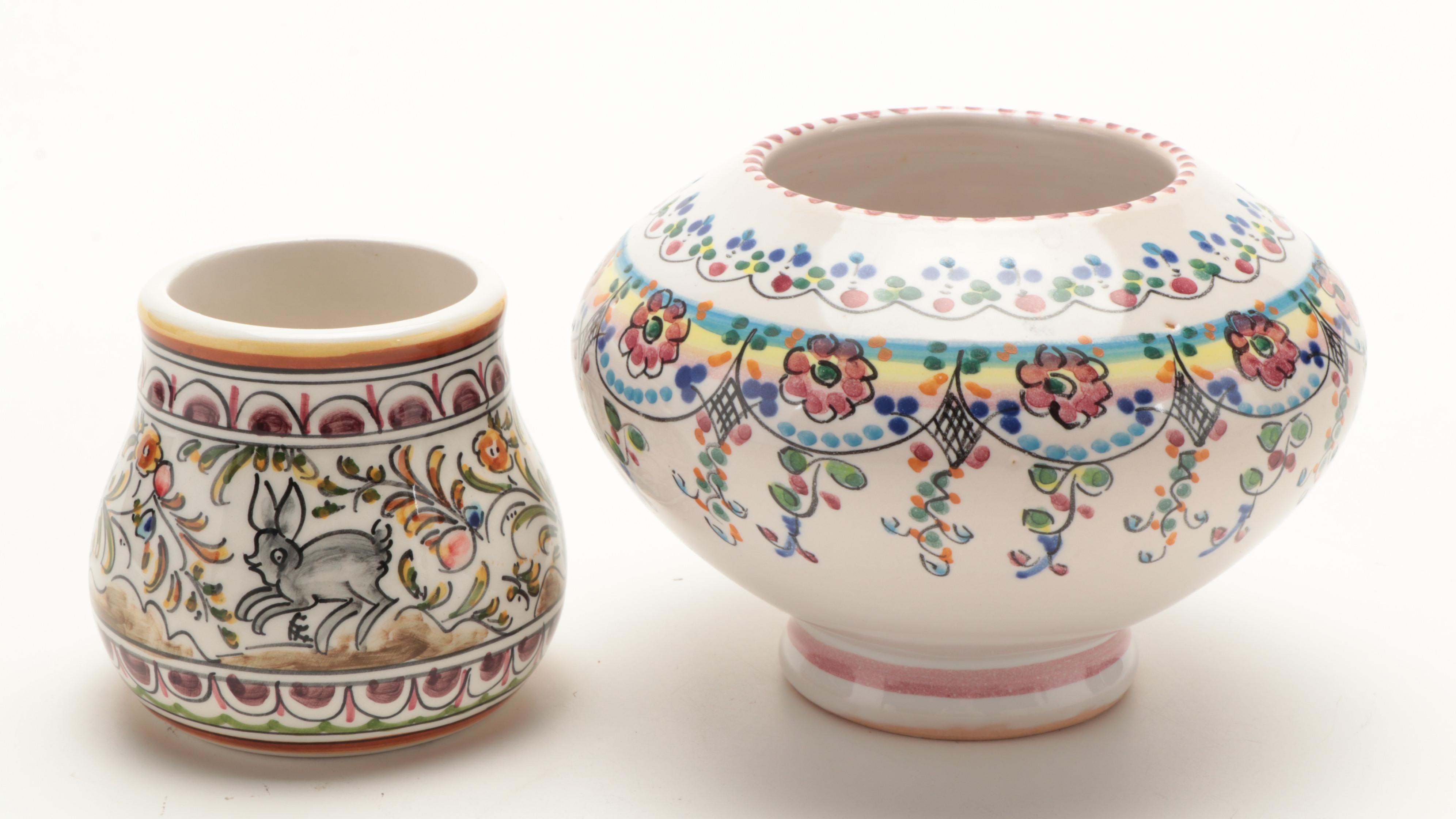 Ceramics de Coimbra Vase and Other Hand-Painted Portuguese Ceramics