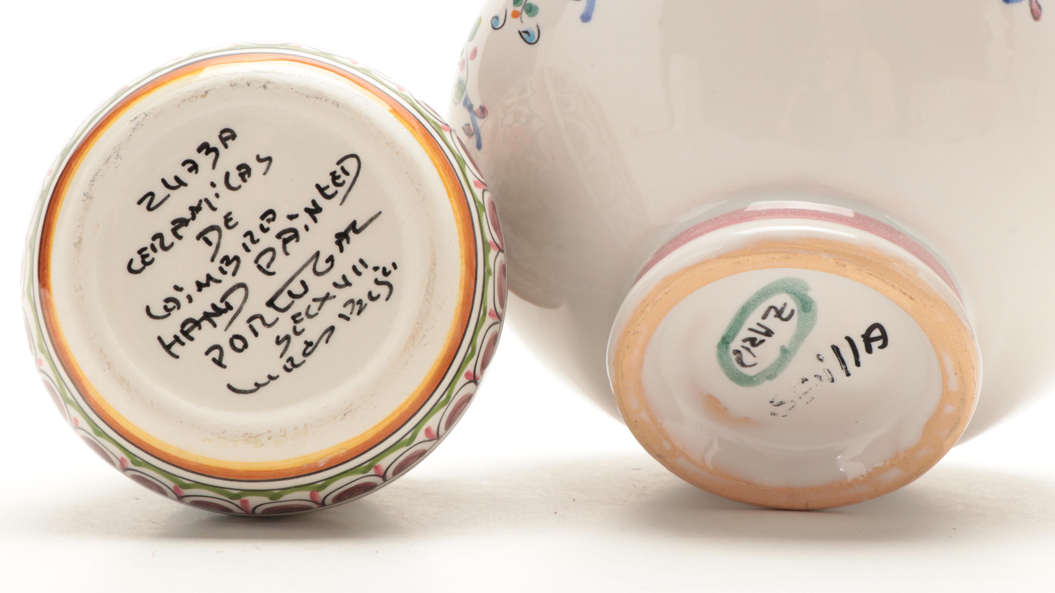 Ceramics de Coimbra Vase and Other Hand-Painted Portuguese Ceramics