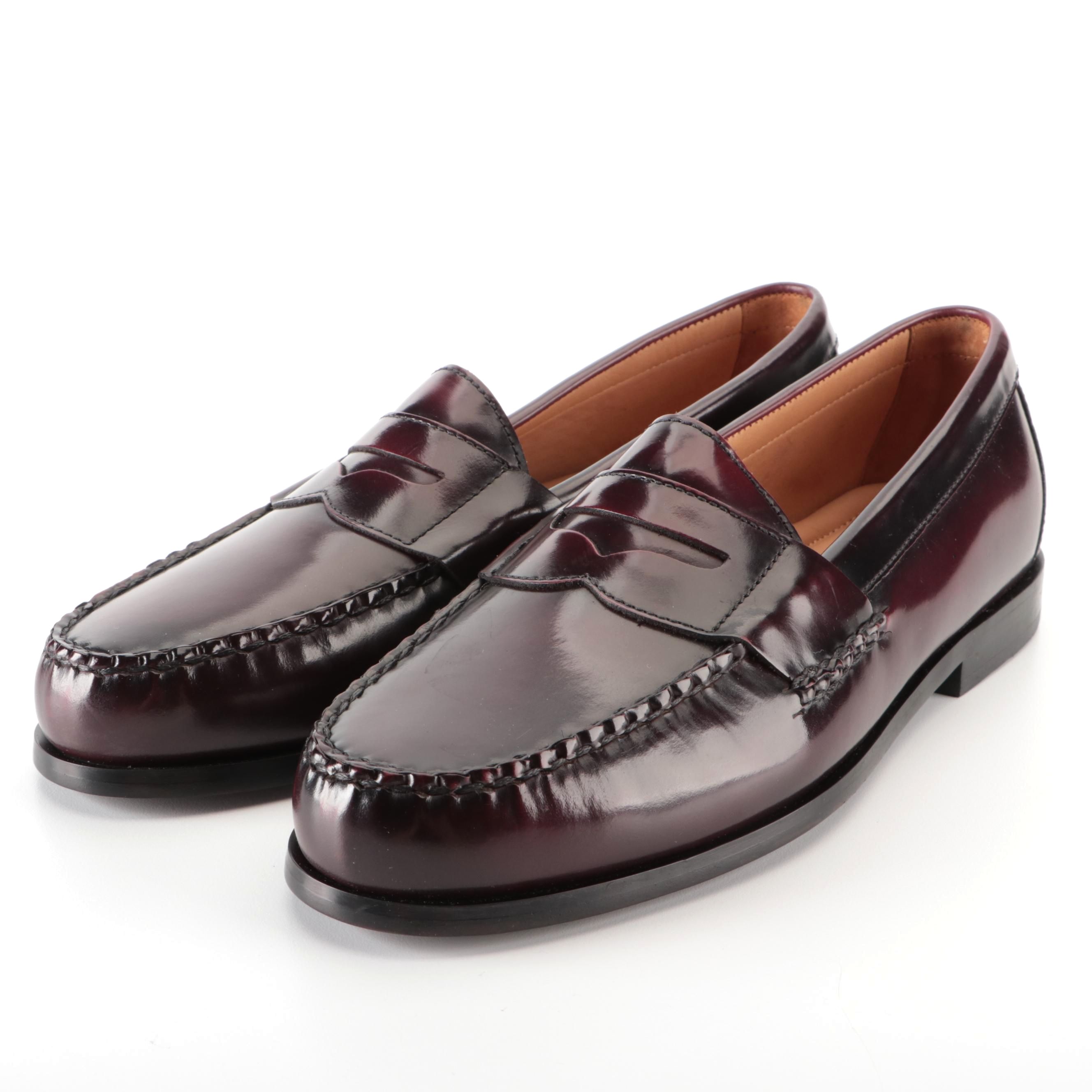 Men's Johnston & Murphy Hayes Penny Loafers in Burgundy Leather with Box