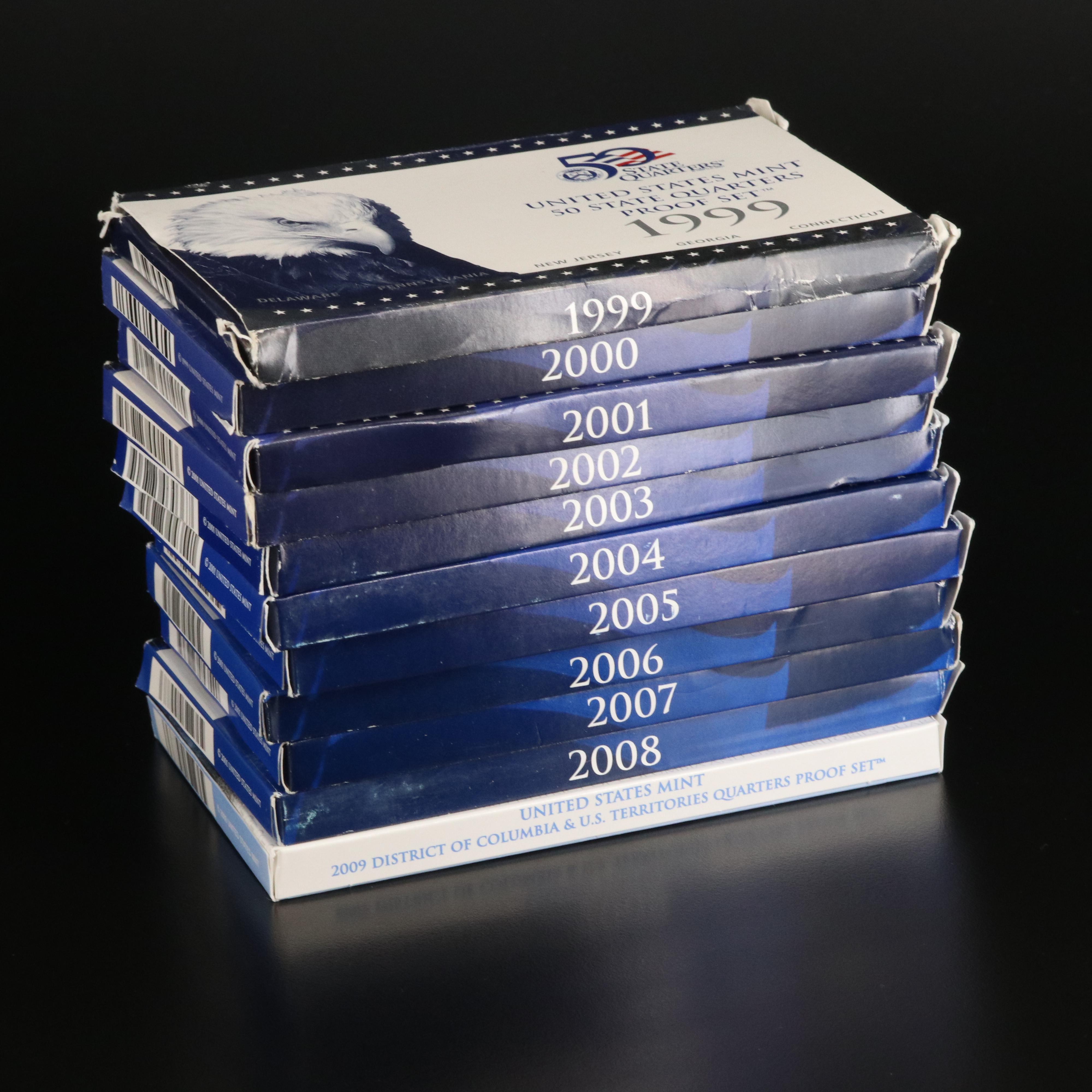 Complete Set of Eleven Statehood and Territories Quarter Proof Sets