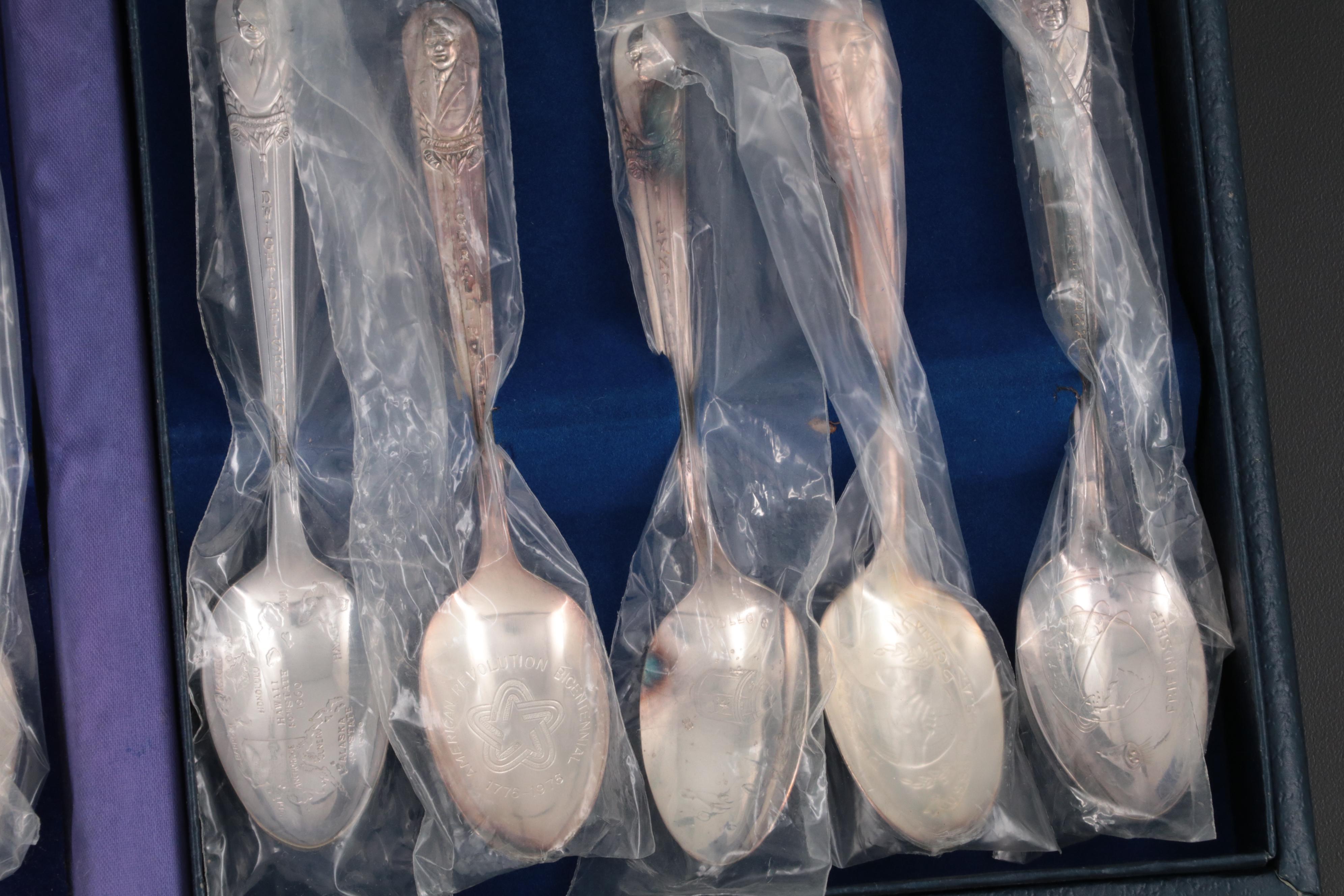 Wm Rogers Silver Plate Presidents Commemorative Spoon Collection in Case