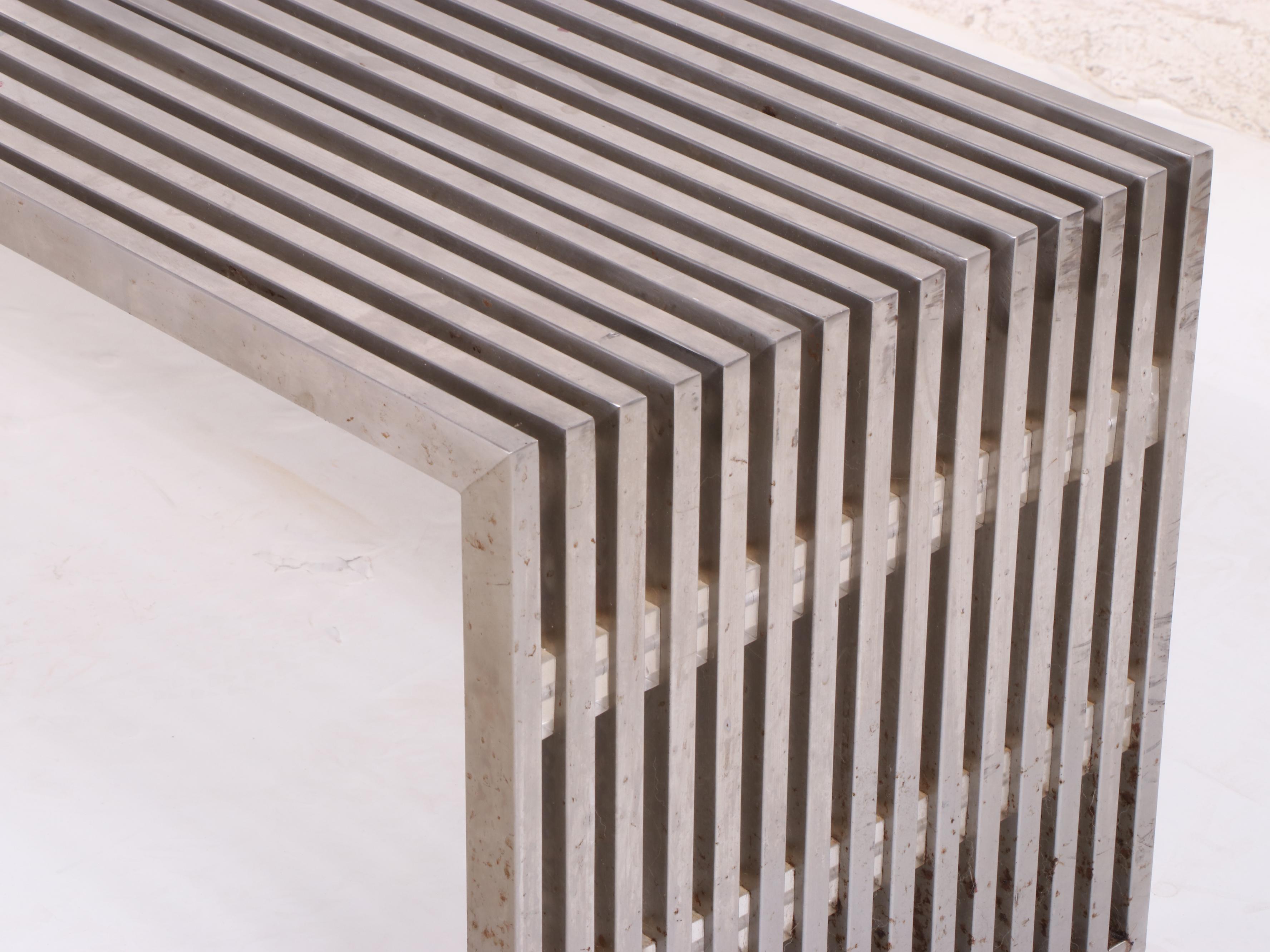 Nuevo "Amici"  Stainless Steel Slatted Bench