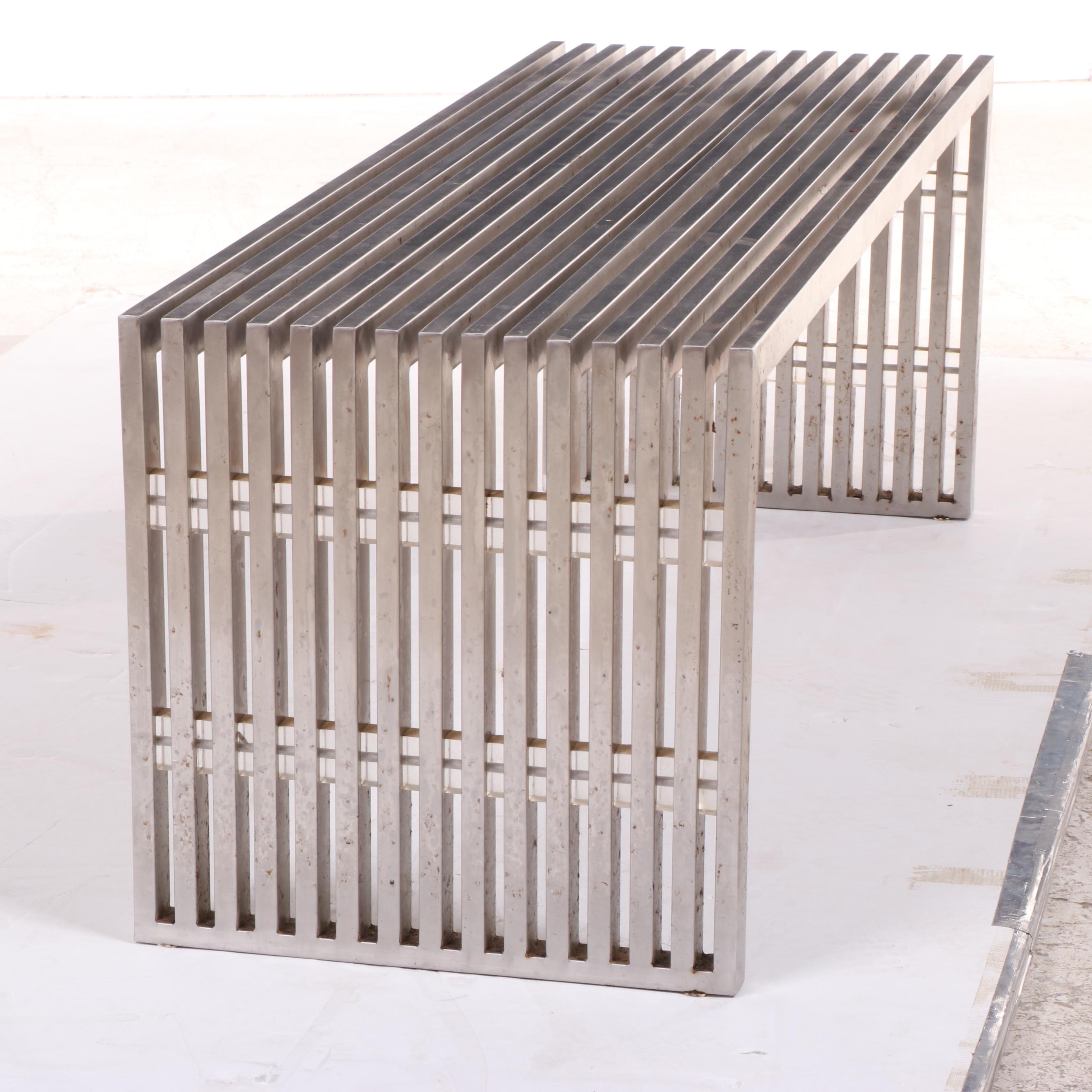 Nuevo "Amici"  Stainless Steel Slatted Bench