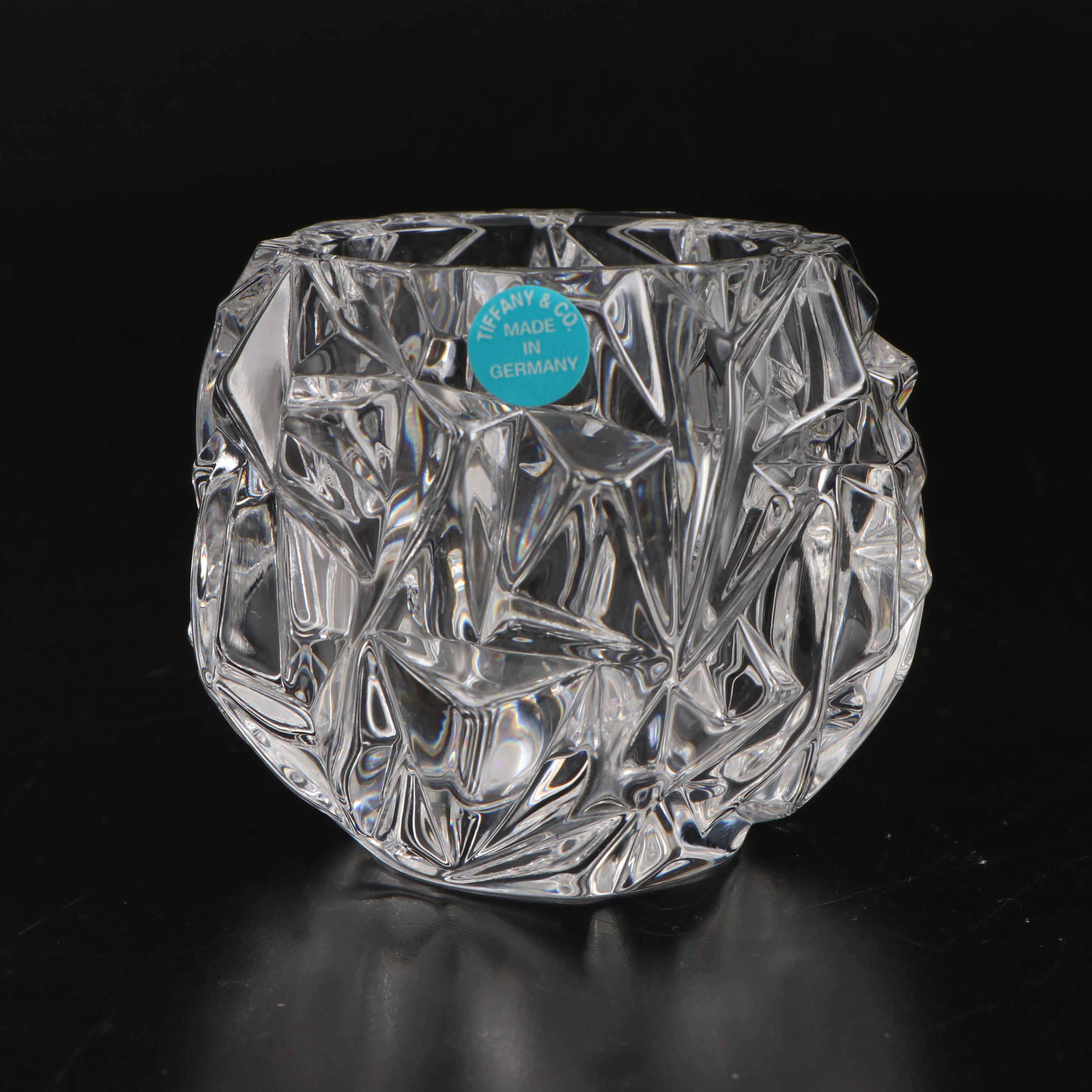 Tiffany & Co. "Rock Cut" Crystal Votive Candle Holder