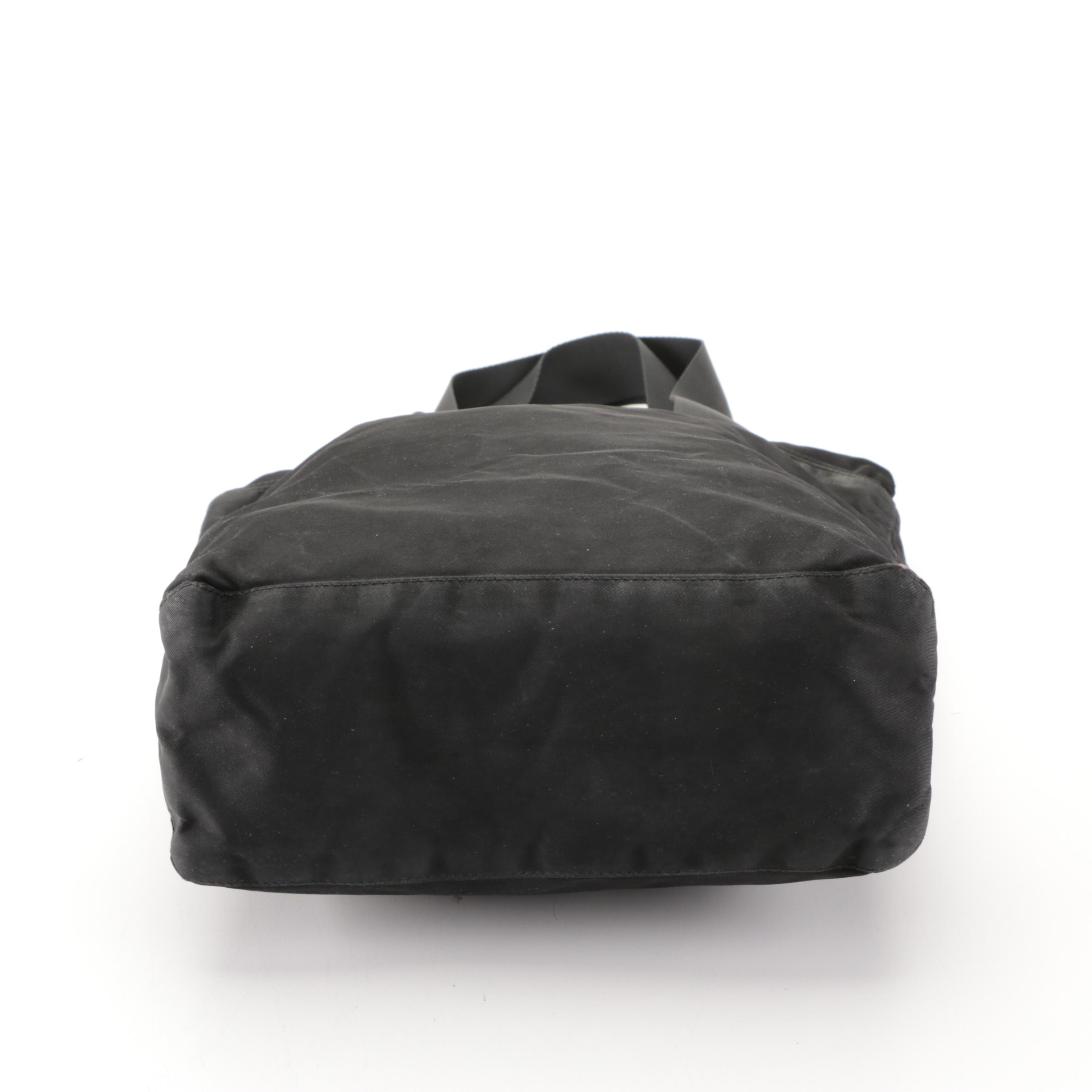 Prada Small Zip Tote Bag in Black Tessuto Nylon