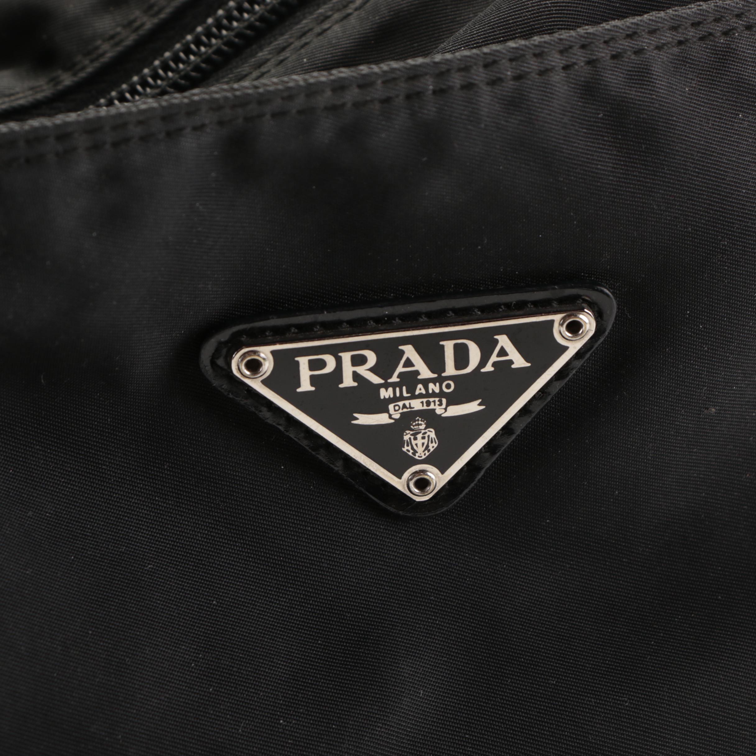 Prada Small Zip Tote Bag in Black Tessuto Nylon