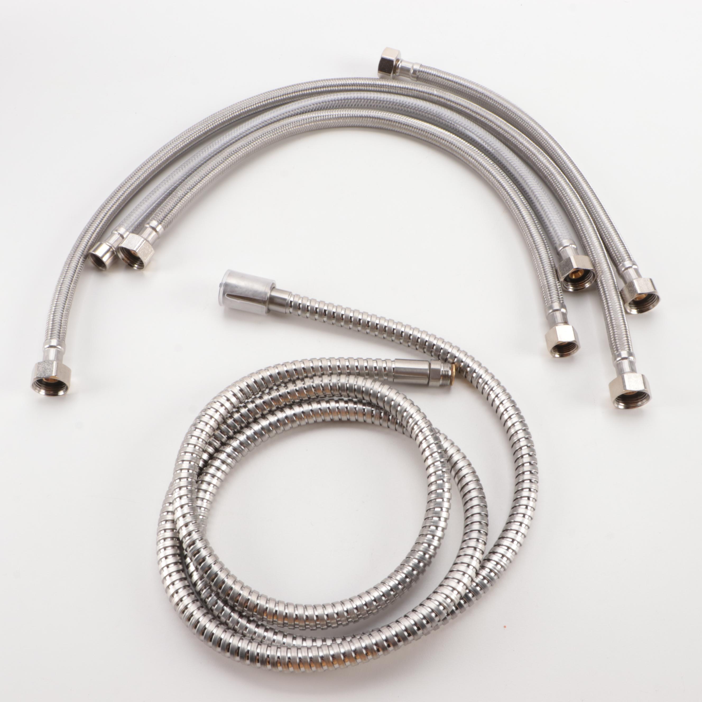 Brushed Nickel Deck Mount Waterfall Tub Faucet and Hand Shower with Tub Drain