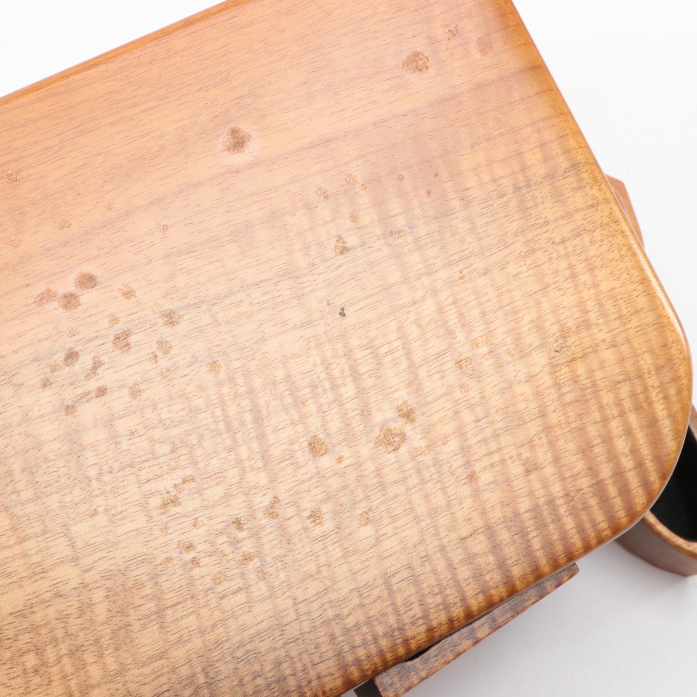 Jeff Vollmer Handmade Myrtle Burl Wood Puzzle Box Jewelry Box