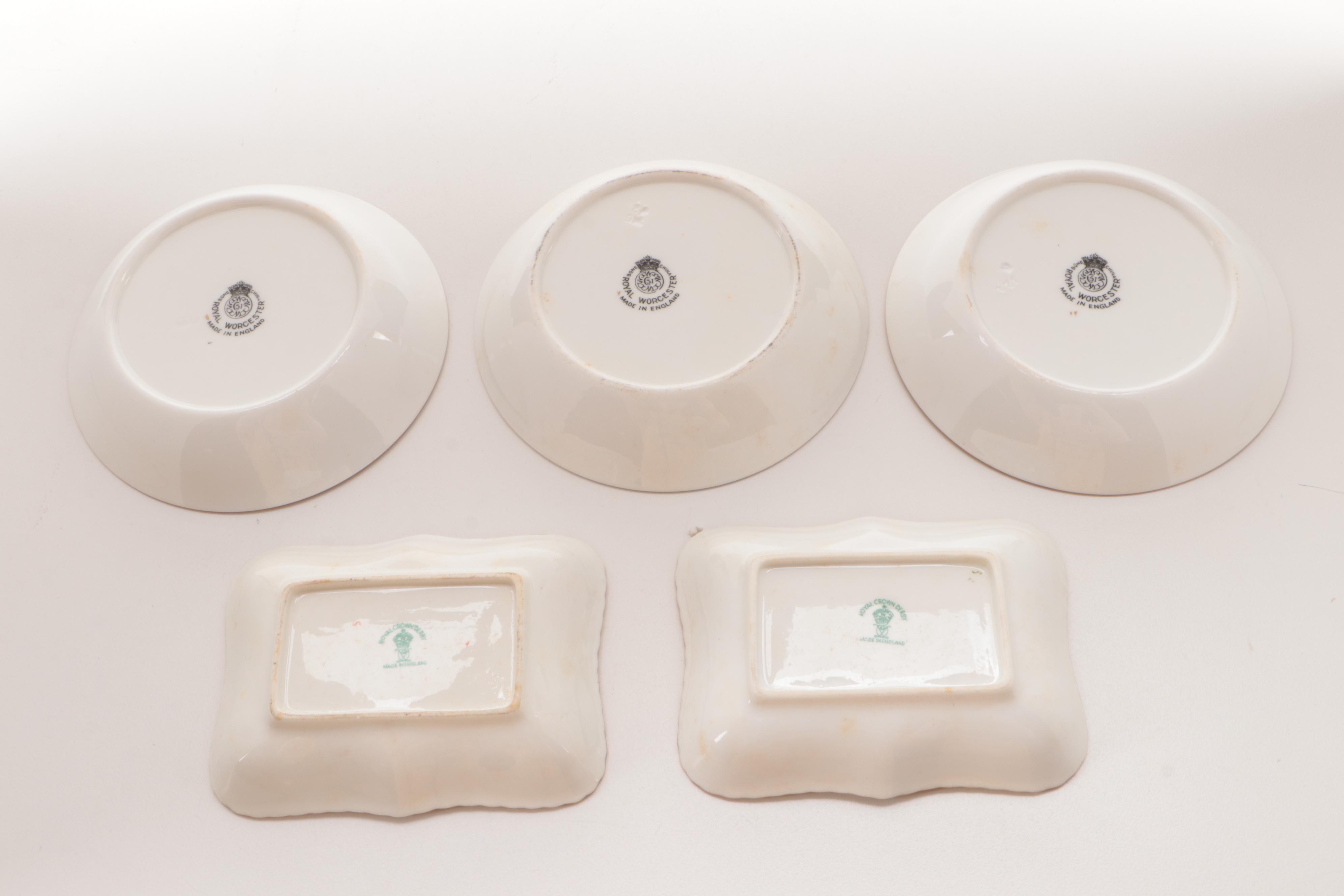 Royal Worcester and Royal Crown Derby Porcelain Dishes with Presntation Cases