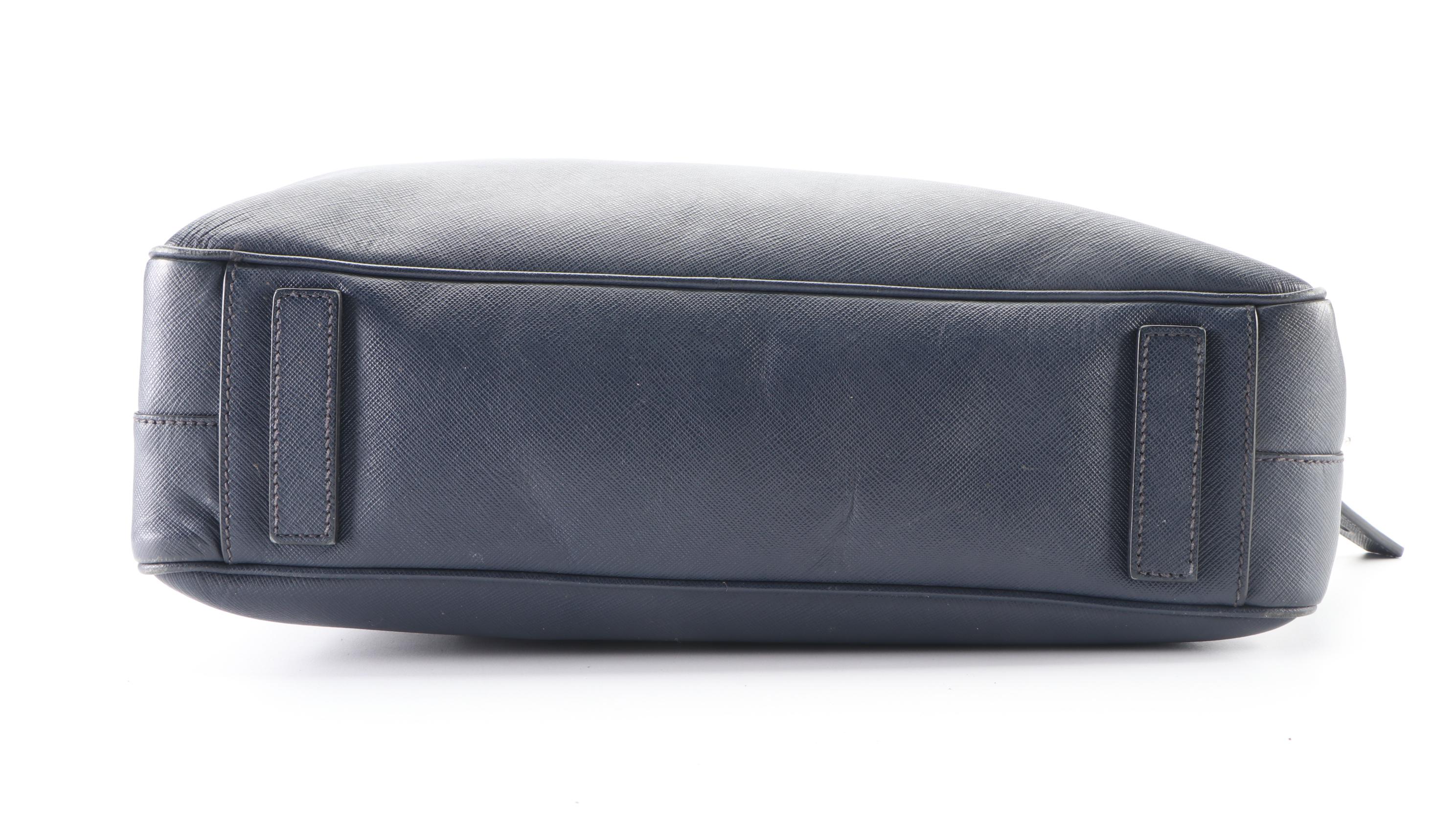 Prada Briefcase in Blue Saffiano Leather
