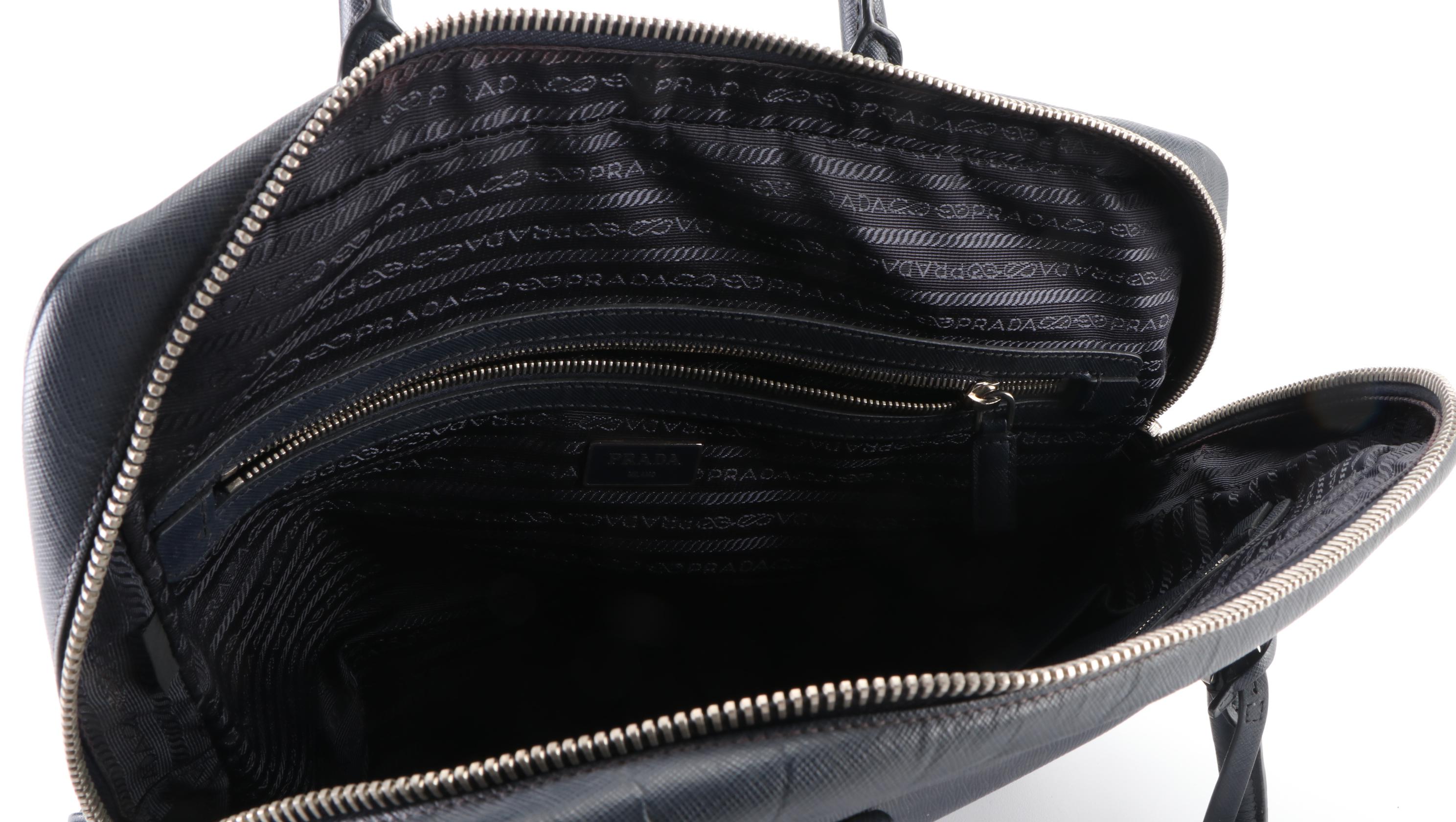 Prada Briefcase in Blue Saffiano Leather