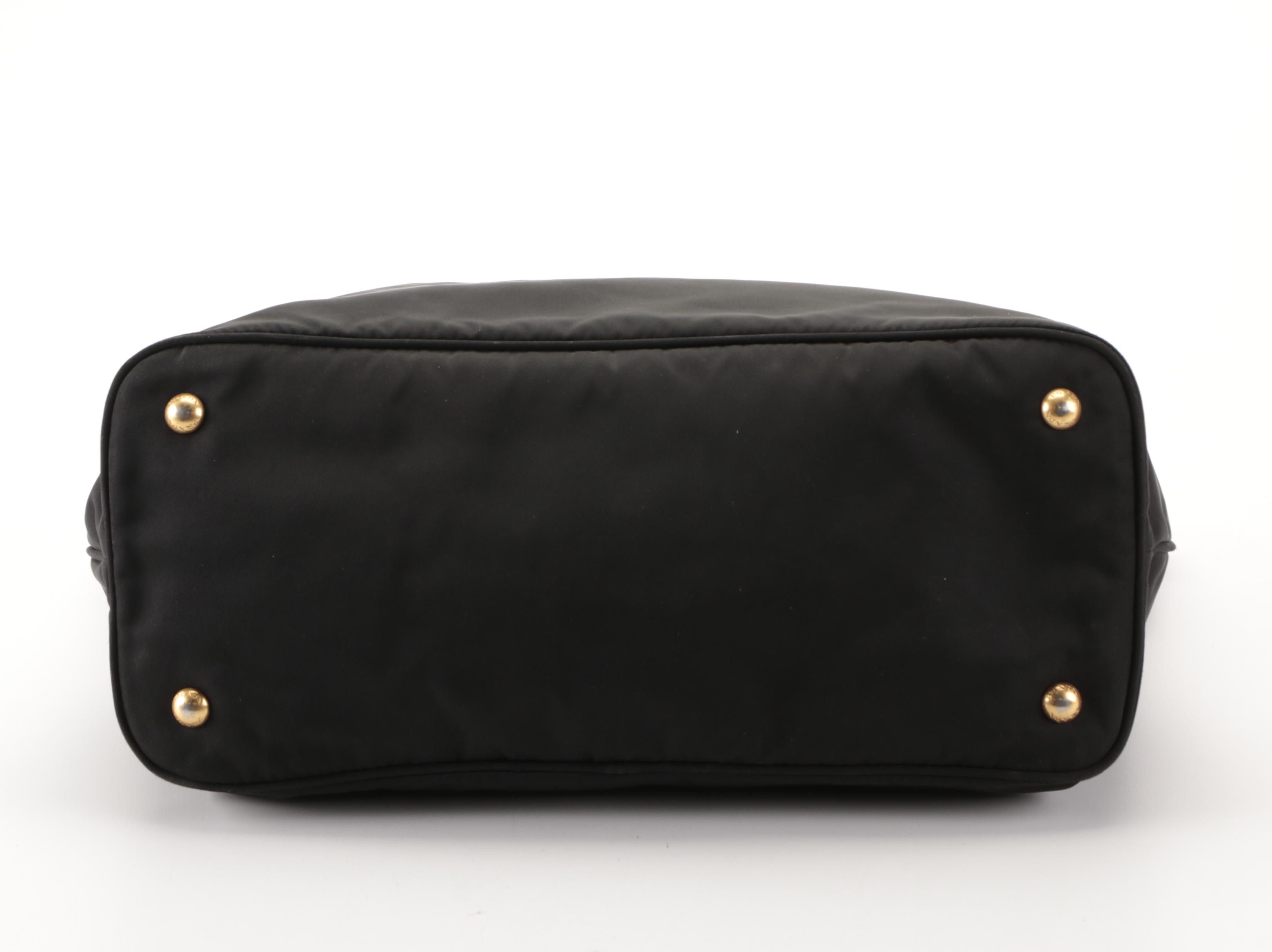 Prada Black Nylon and Leather Tote Bag