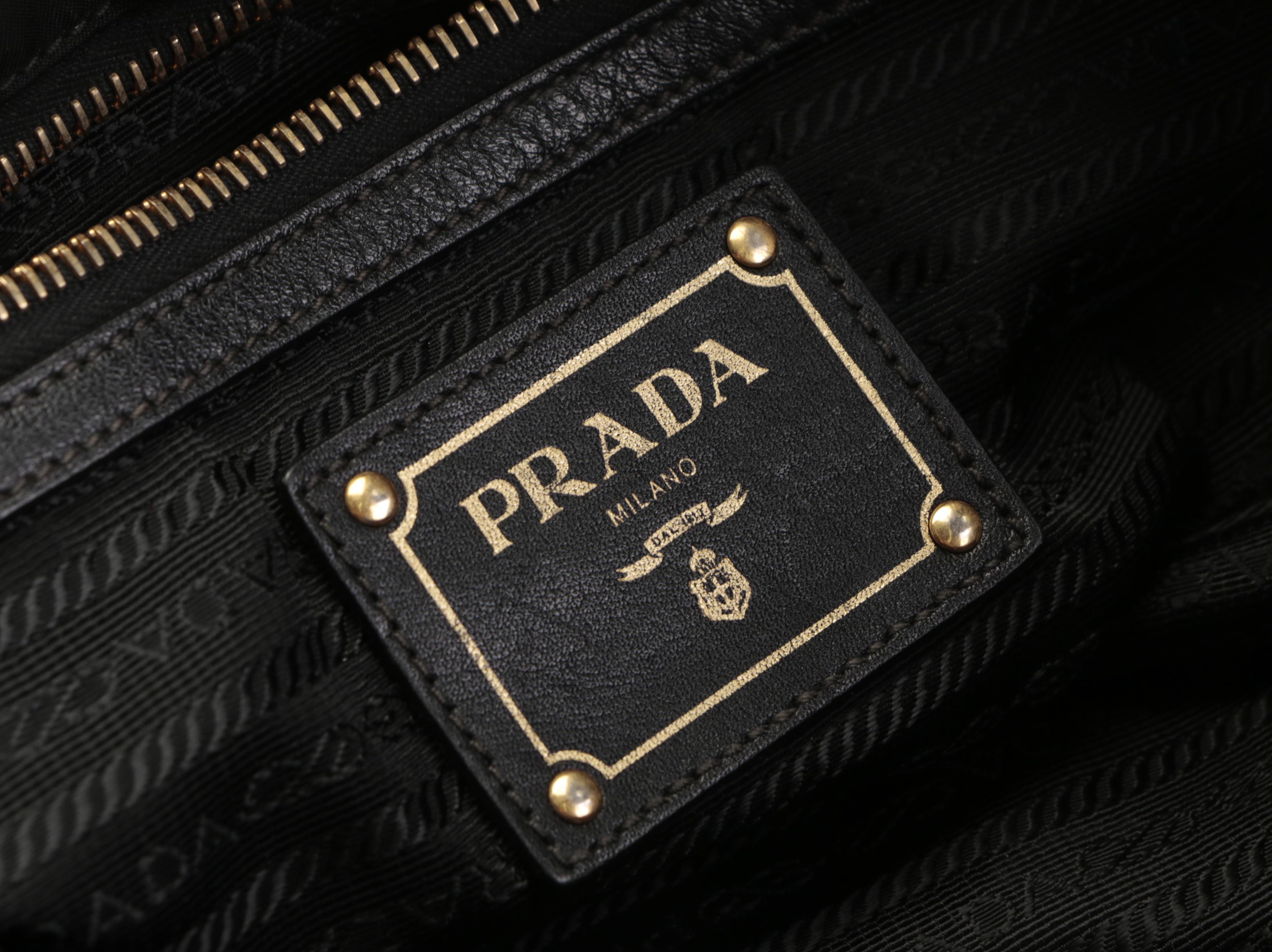 Prada Black Nylon and Leather Tote Bag