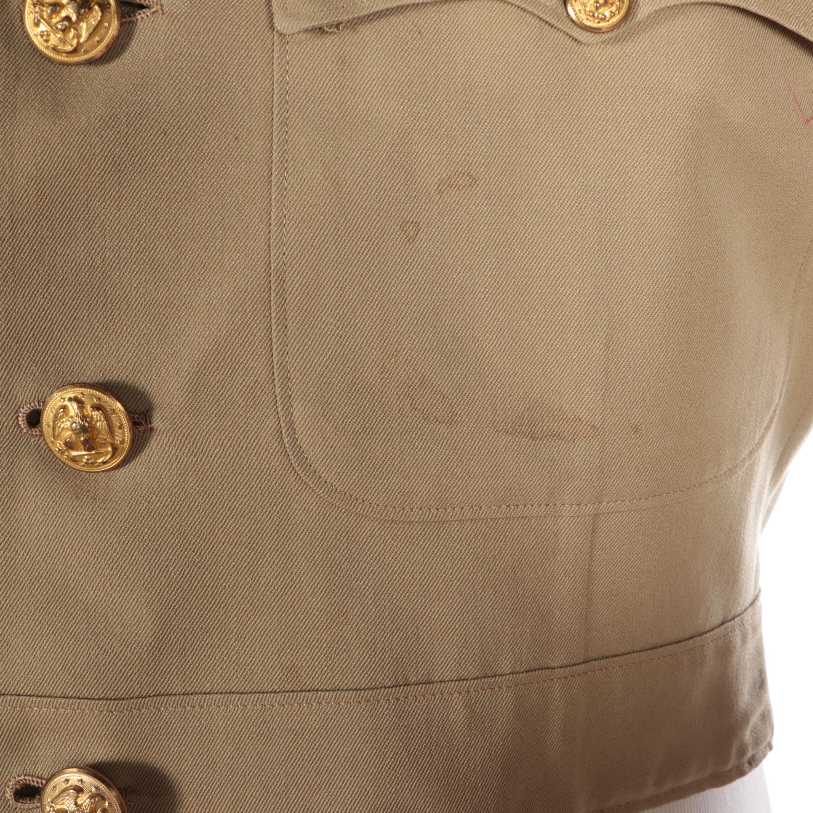 WWII Era U.S. Navy Service Dress Khaki Uniform Jacket with Rank Insignia