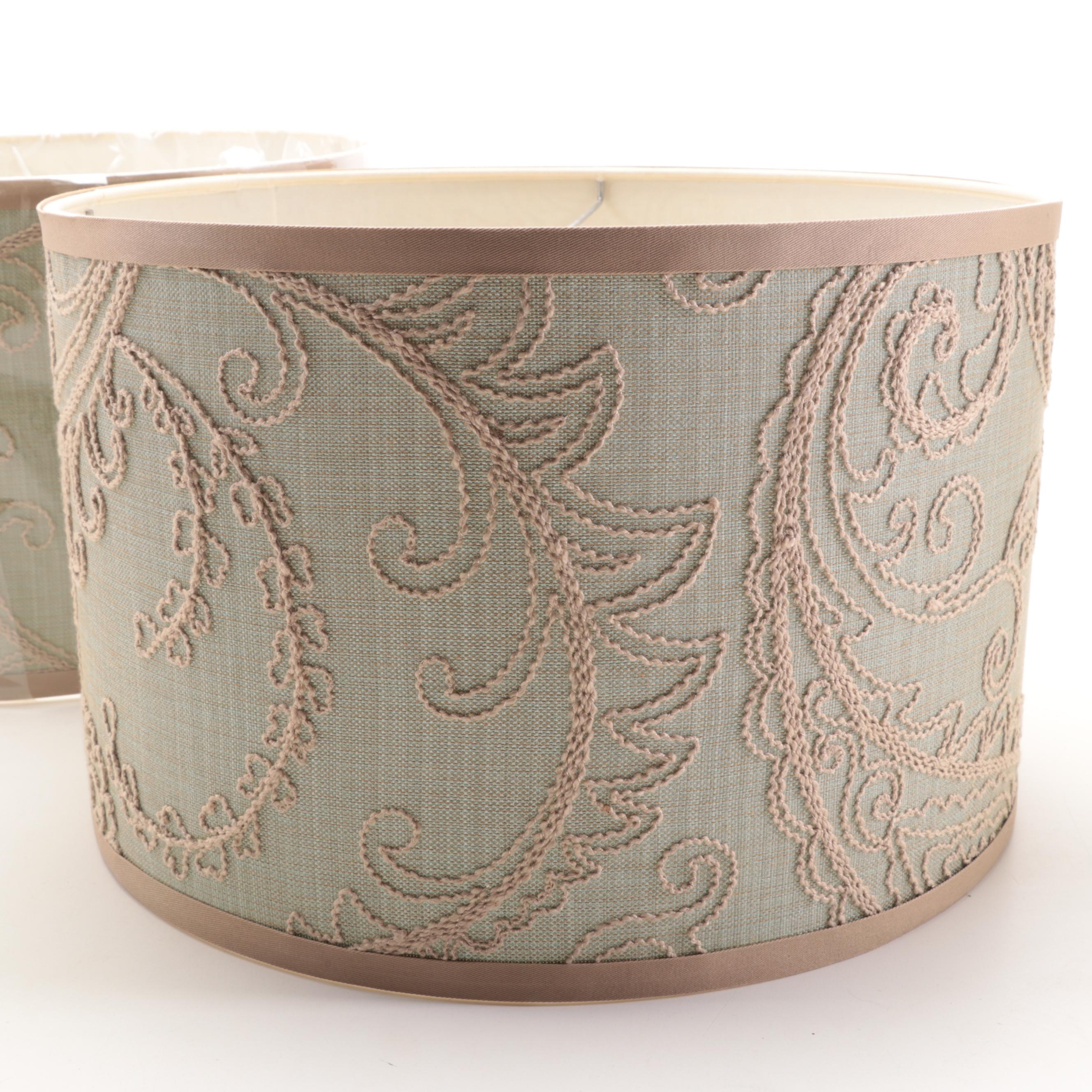 Pair of Paisley Crewel Patterned Lamp Shades