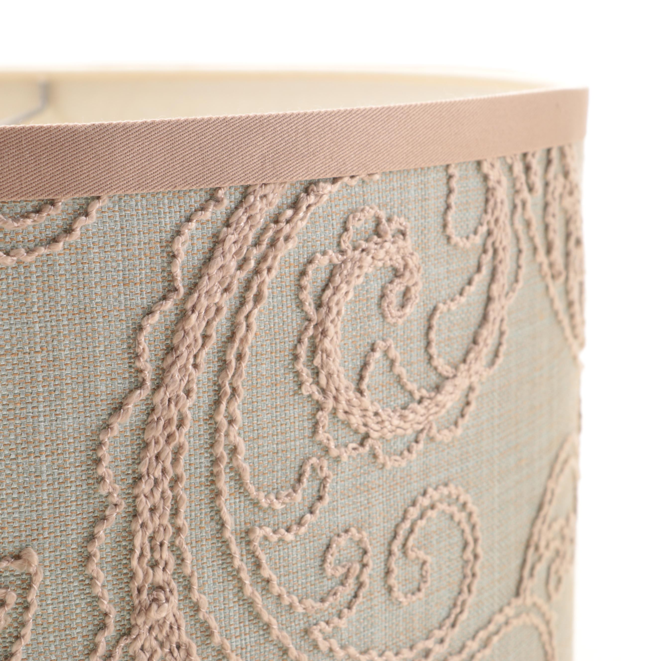 Pair of Paisley Crewel Patterned Lamp Shades