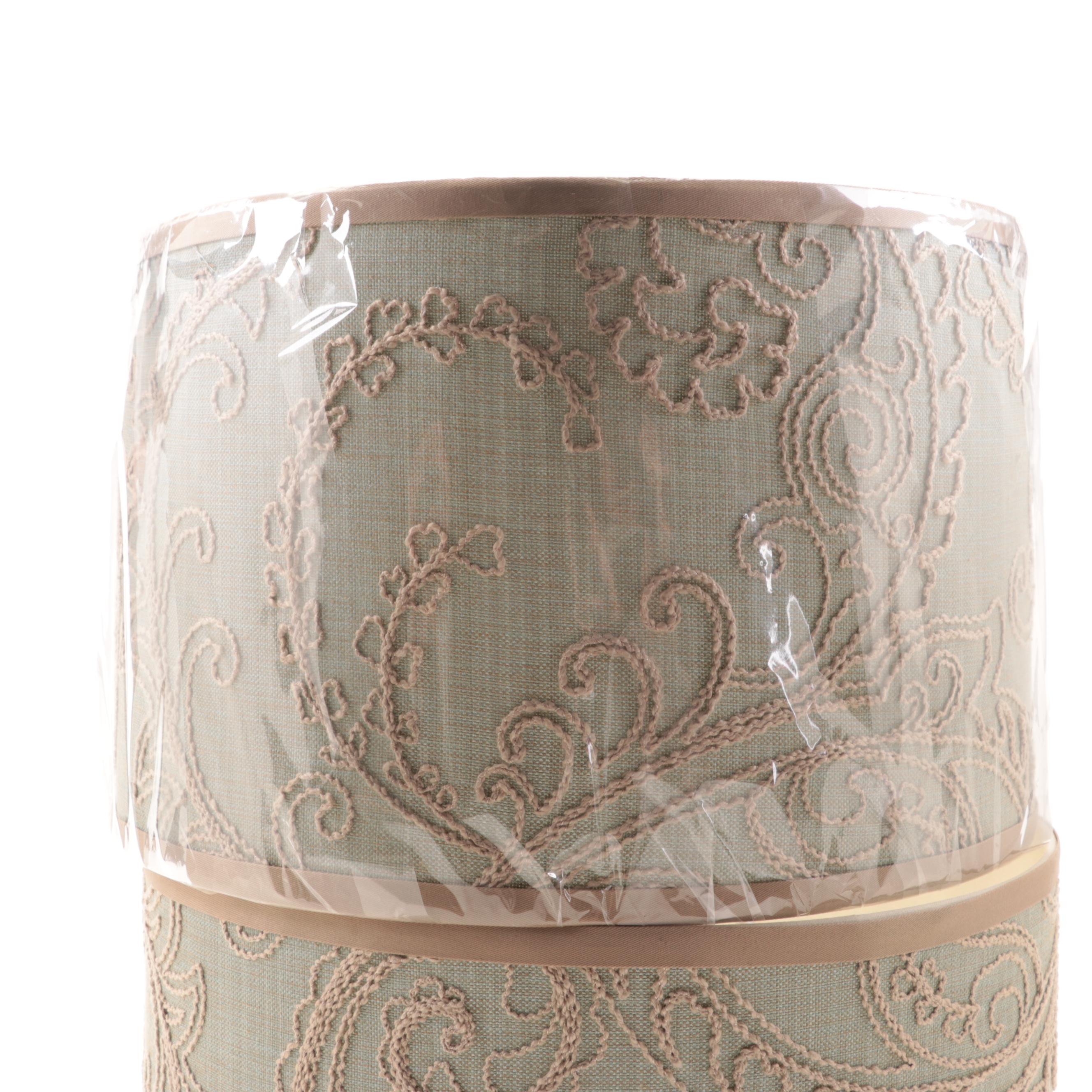 Pair of Paisley Crewel Patterned Lamp Shades