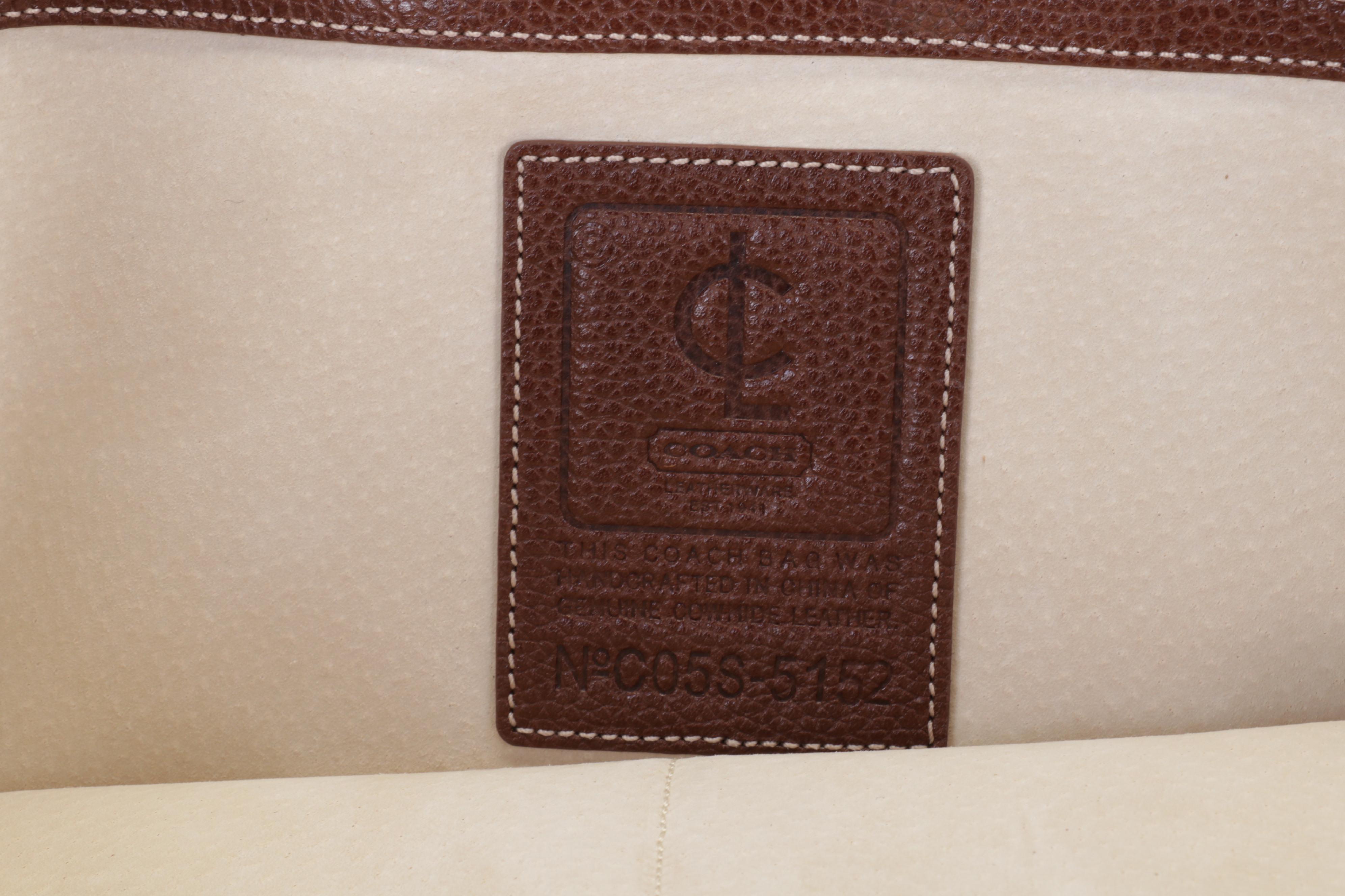 Coach Men's Leatherware Brown Leather Briefcase With Belts and Gloves