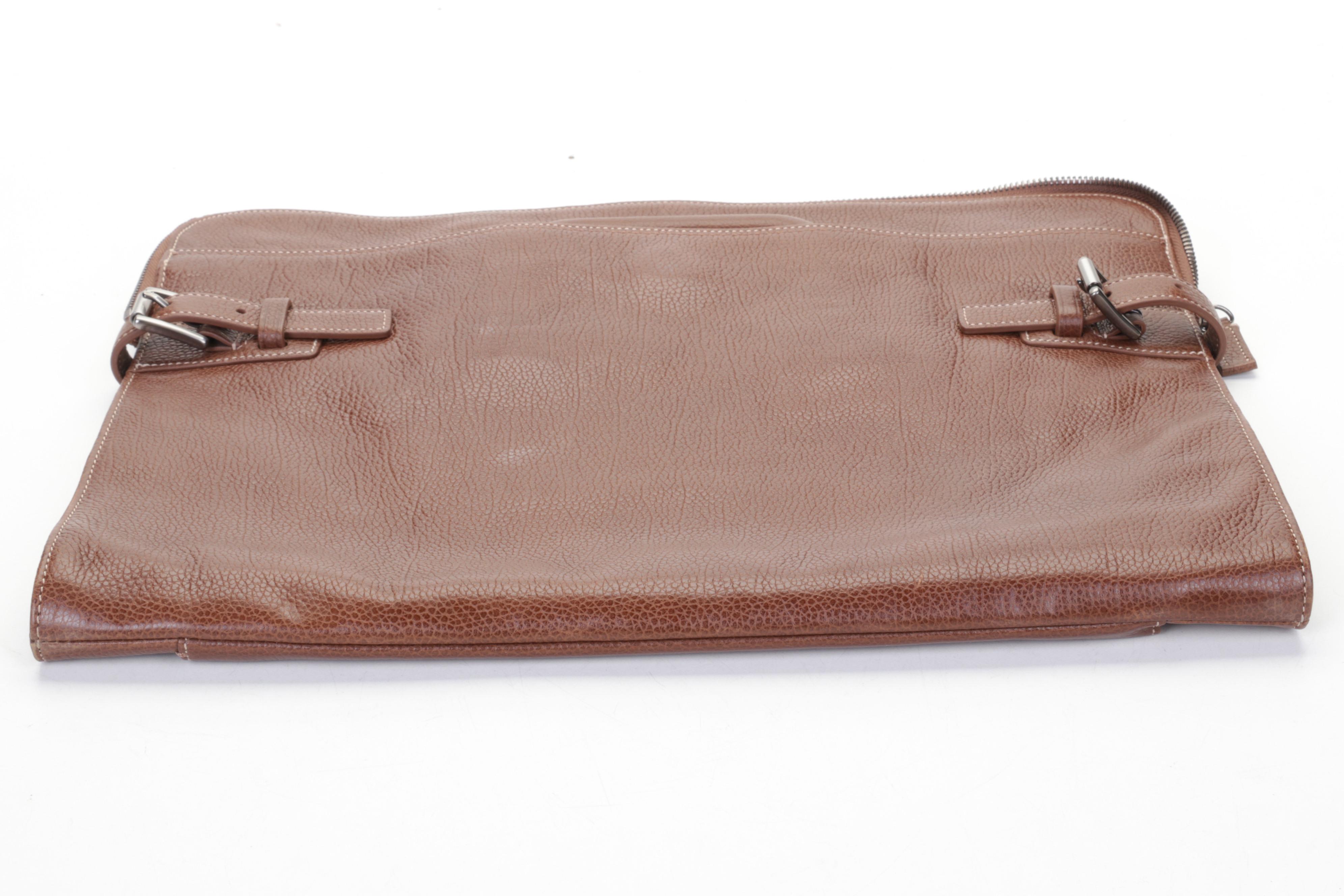 Coach Men's Leatherware Brown Leather Briefcase With Belts and Gloves