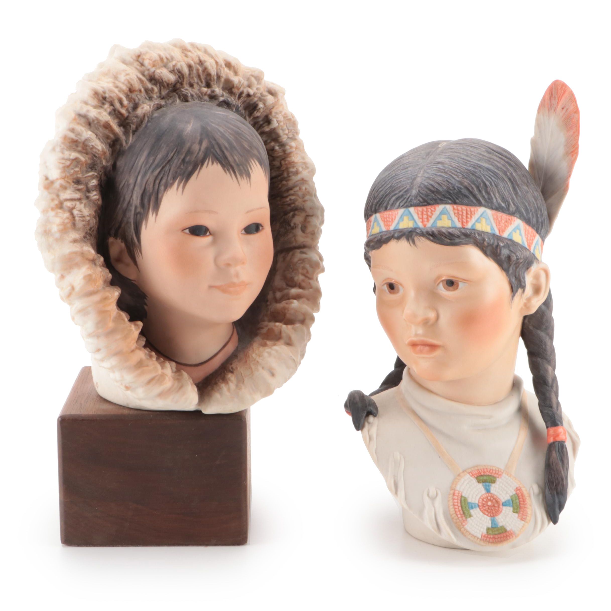 Cybis "Running Deer" and "Eskimo Child-Snow Bunting" Porcelain Figurines