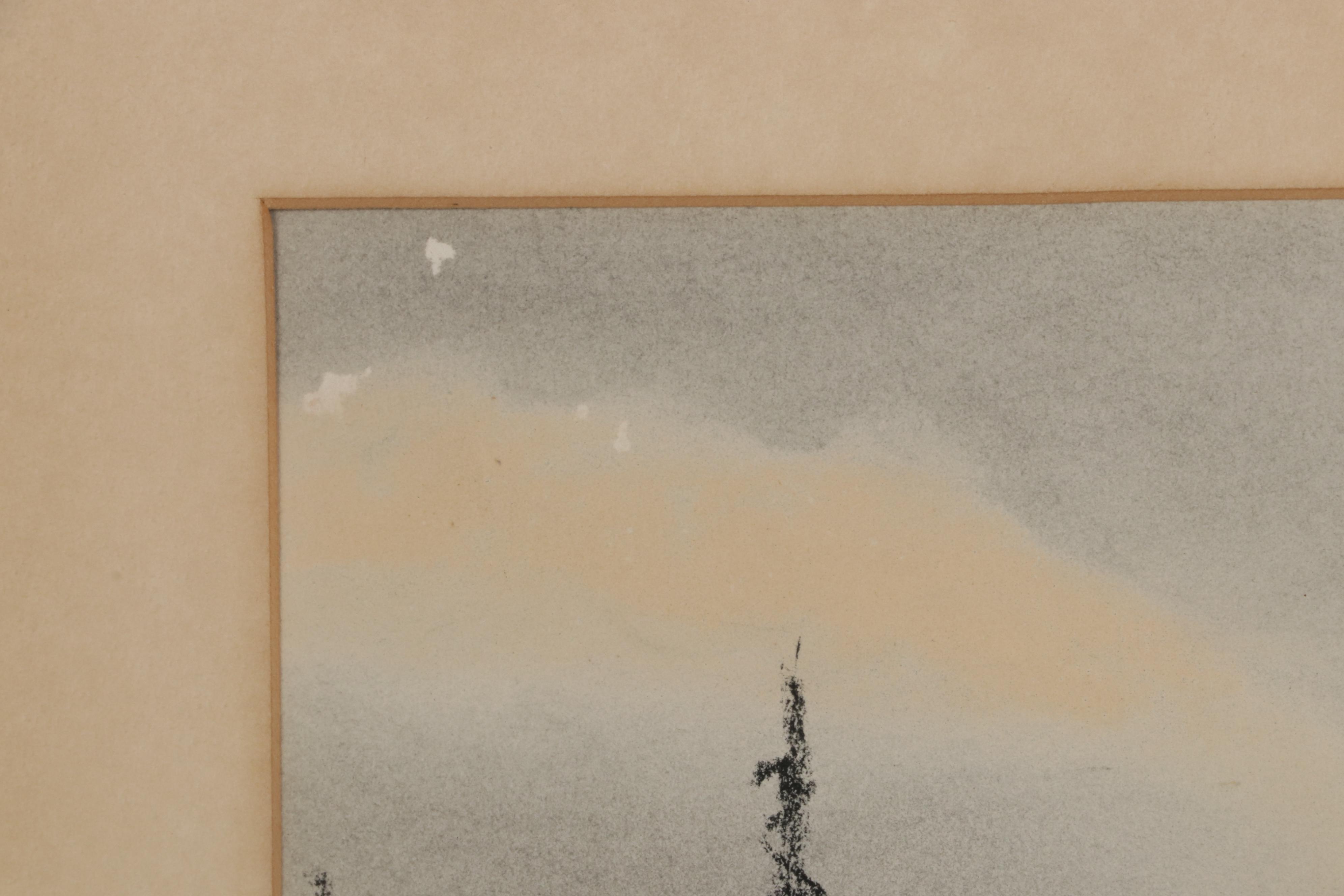 Lyman Byxbe Charcoal Drawing of Mountain Valley Lake