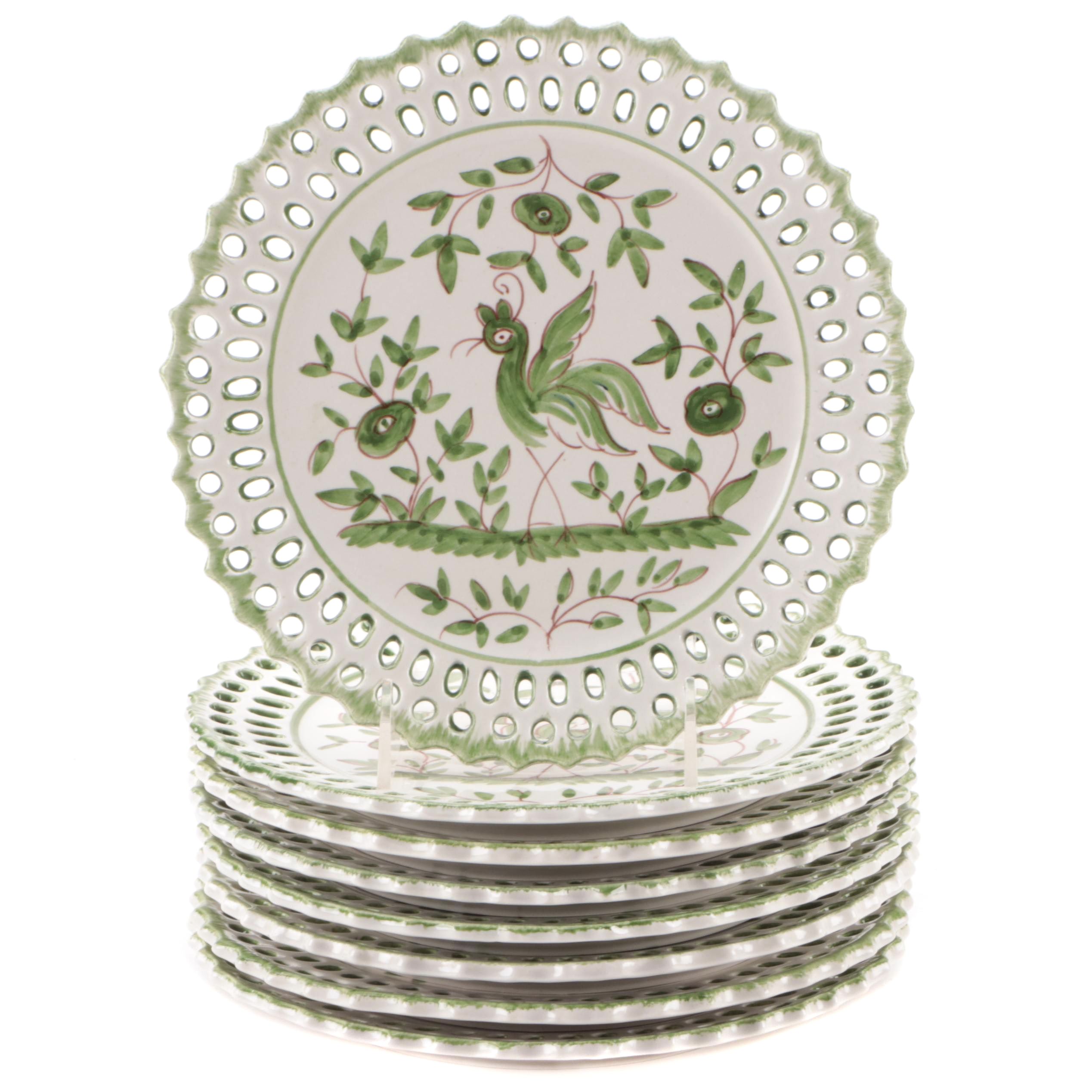 Tory Burch "Oiseau" Hand-Painted Earthenware Salad Plates