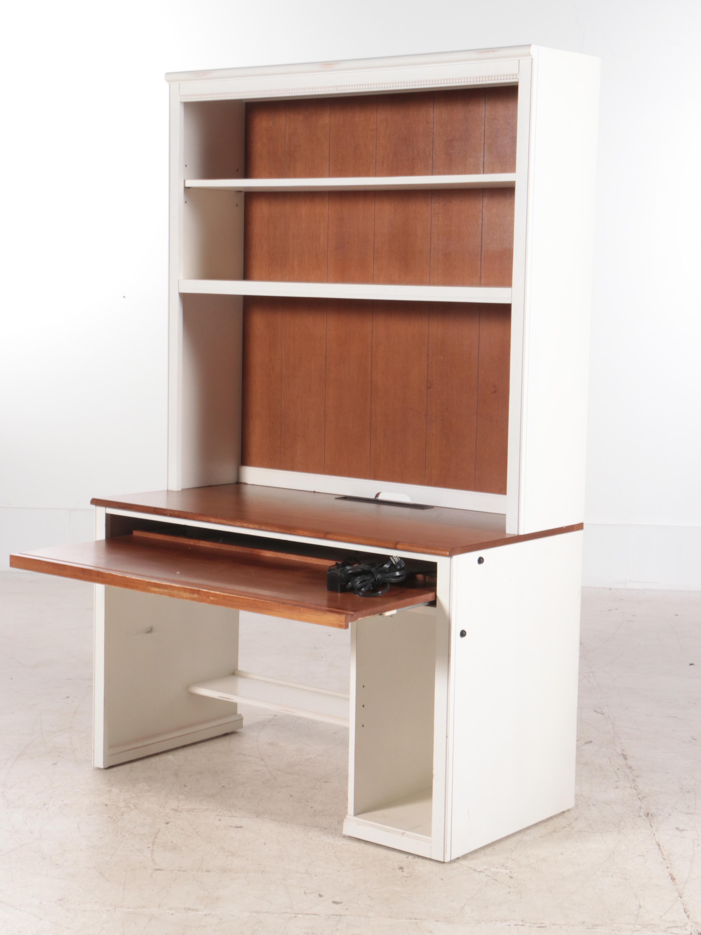 Ethan Allen Home Office Computer Desk with Hutch Plus Two Bookcases on Chests