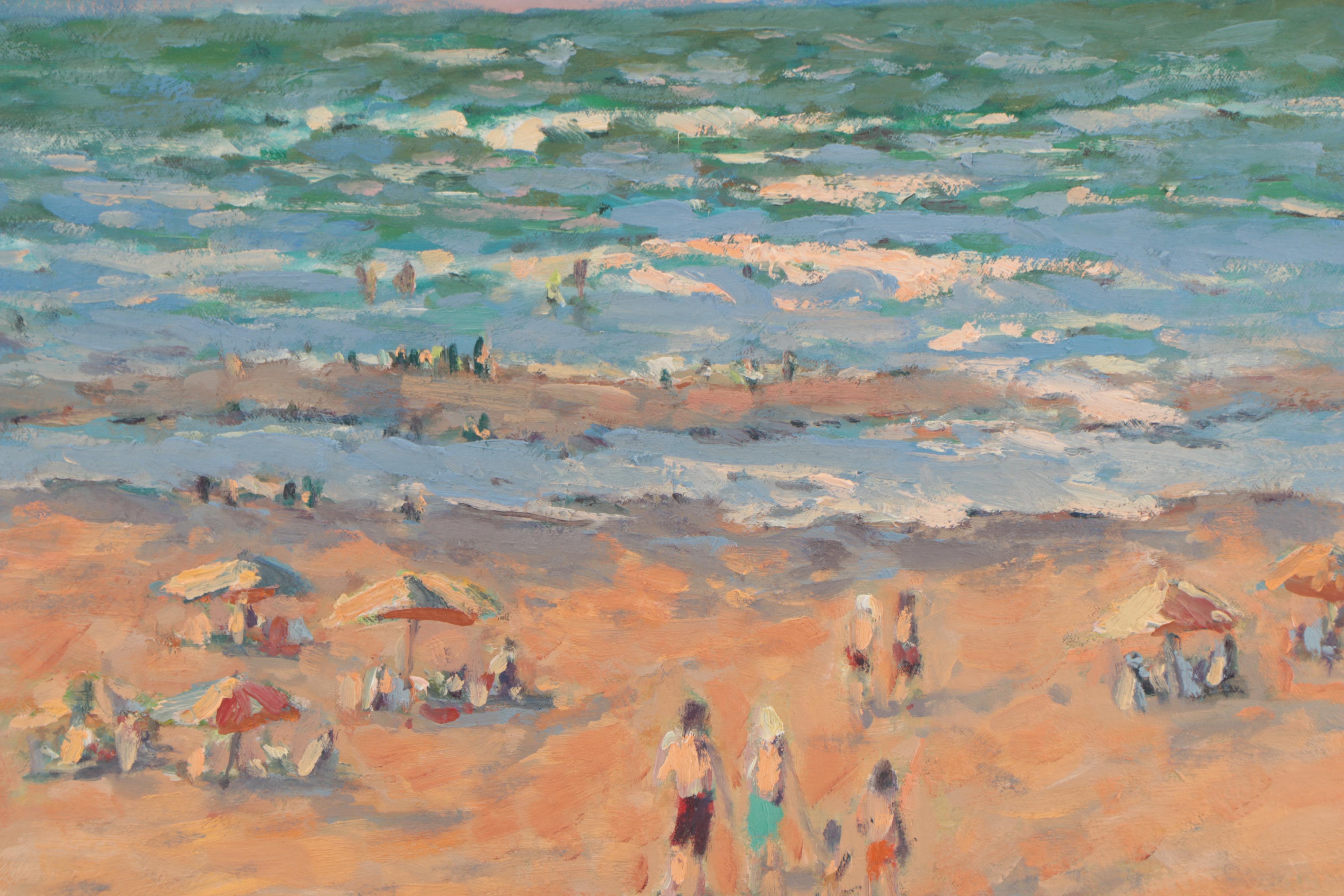 Robert Alan Waltsak Beach Scene Oil Painting