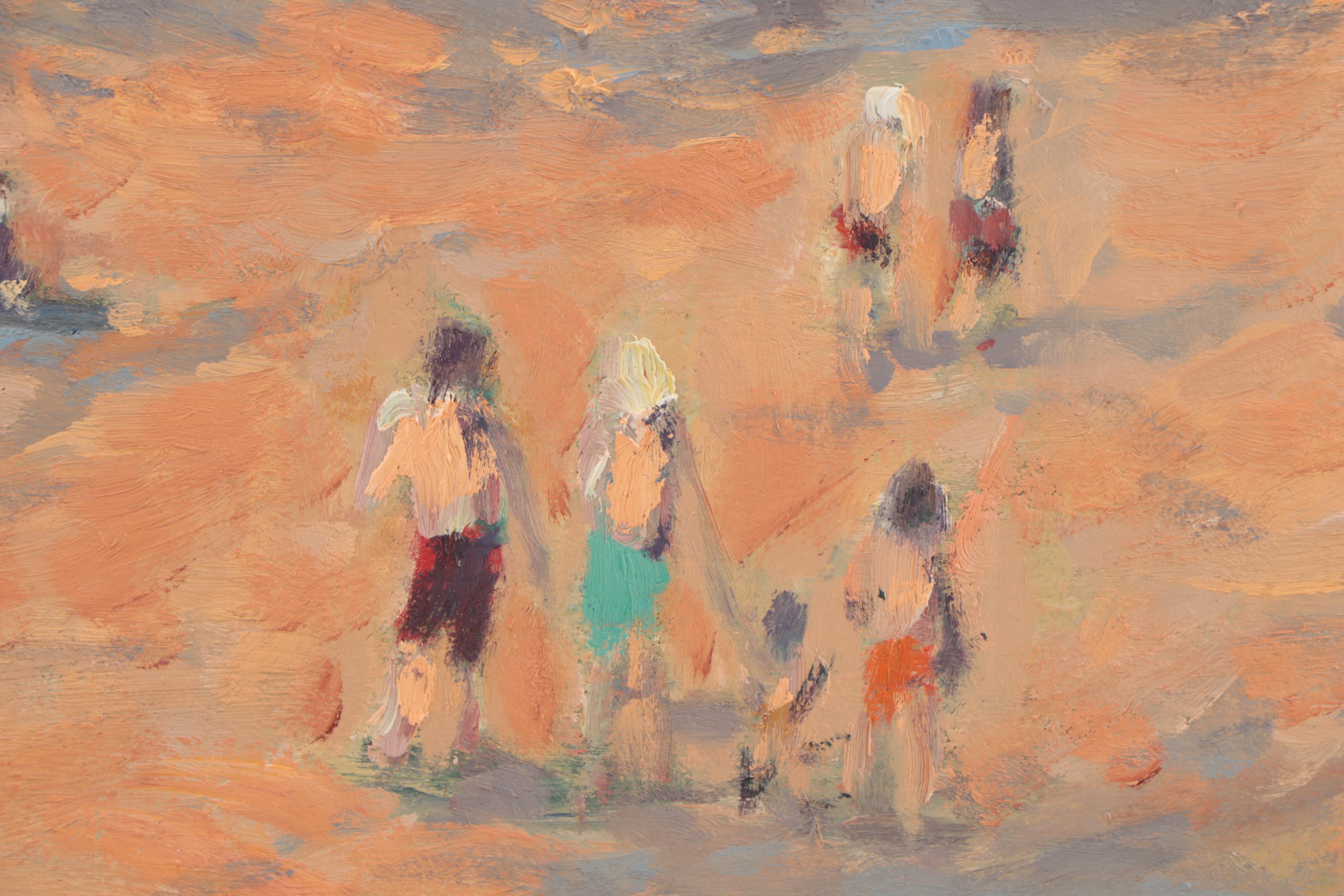 Robert Alan Waltsak Beach Scene Oil Painting