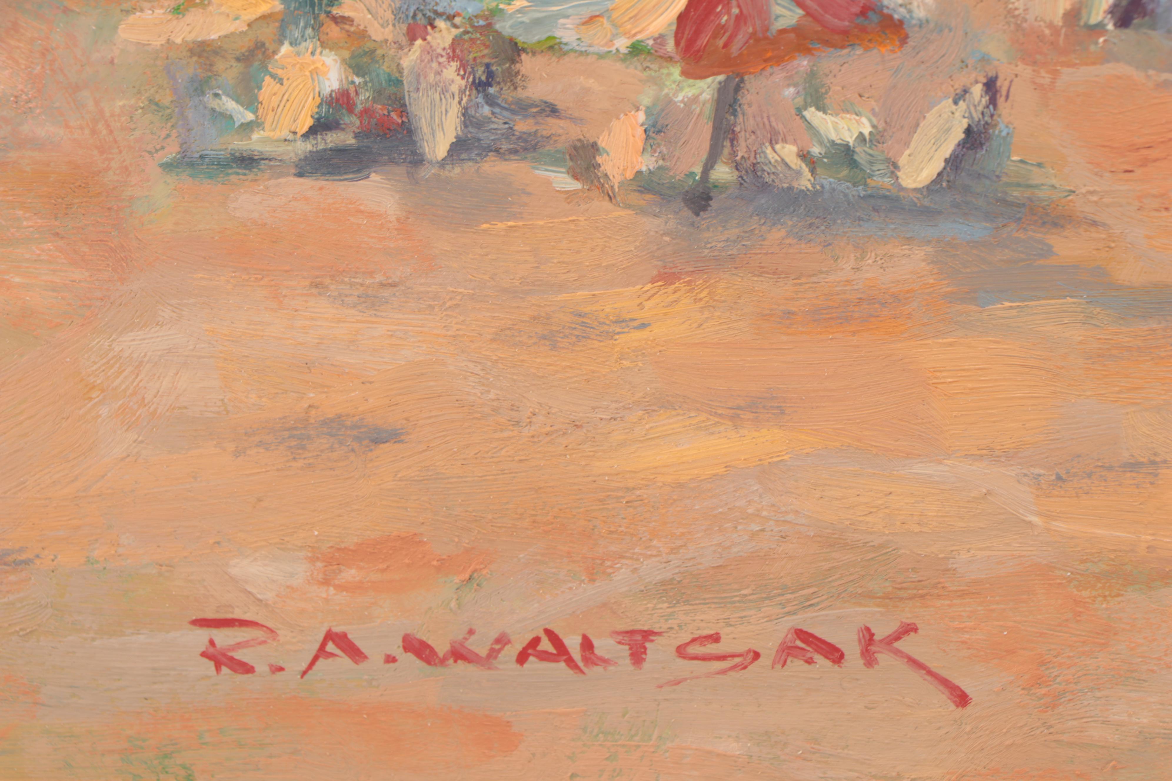 Robert Alan Waltsak Beach Scene Oil Painting