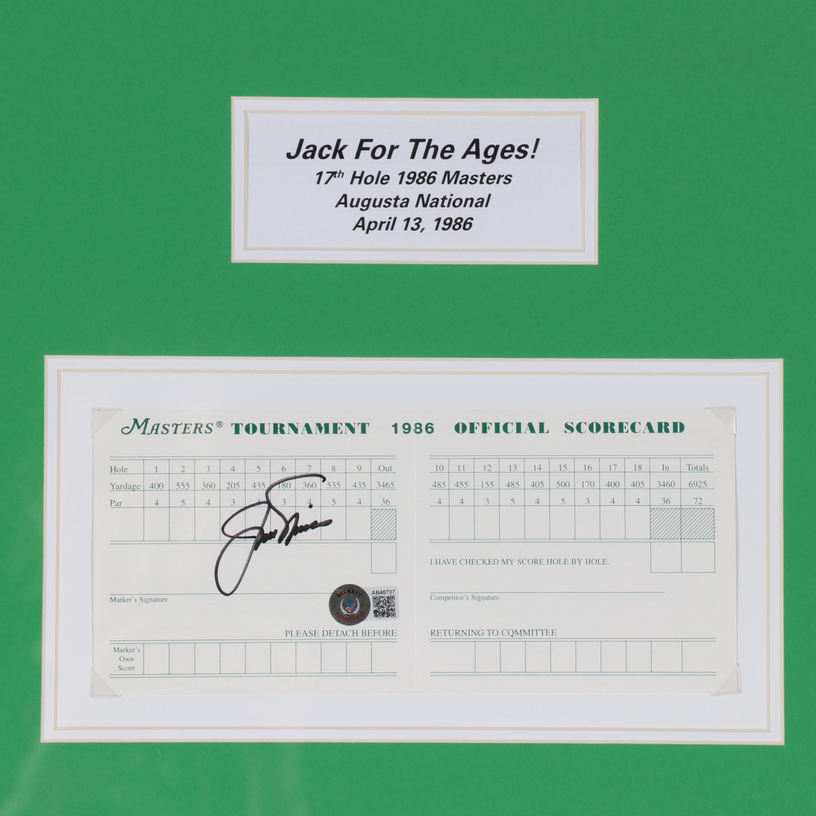 Signed 1986 Jack Nicklaus Masters Augusta National Score Card