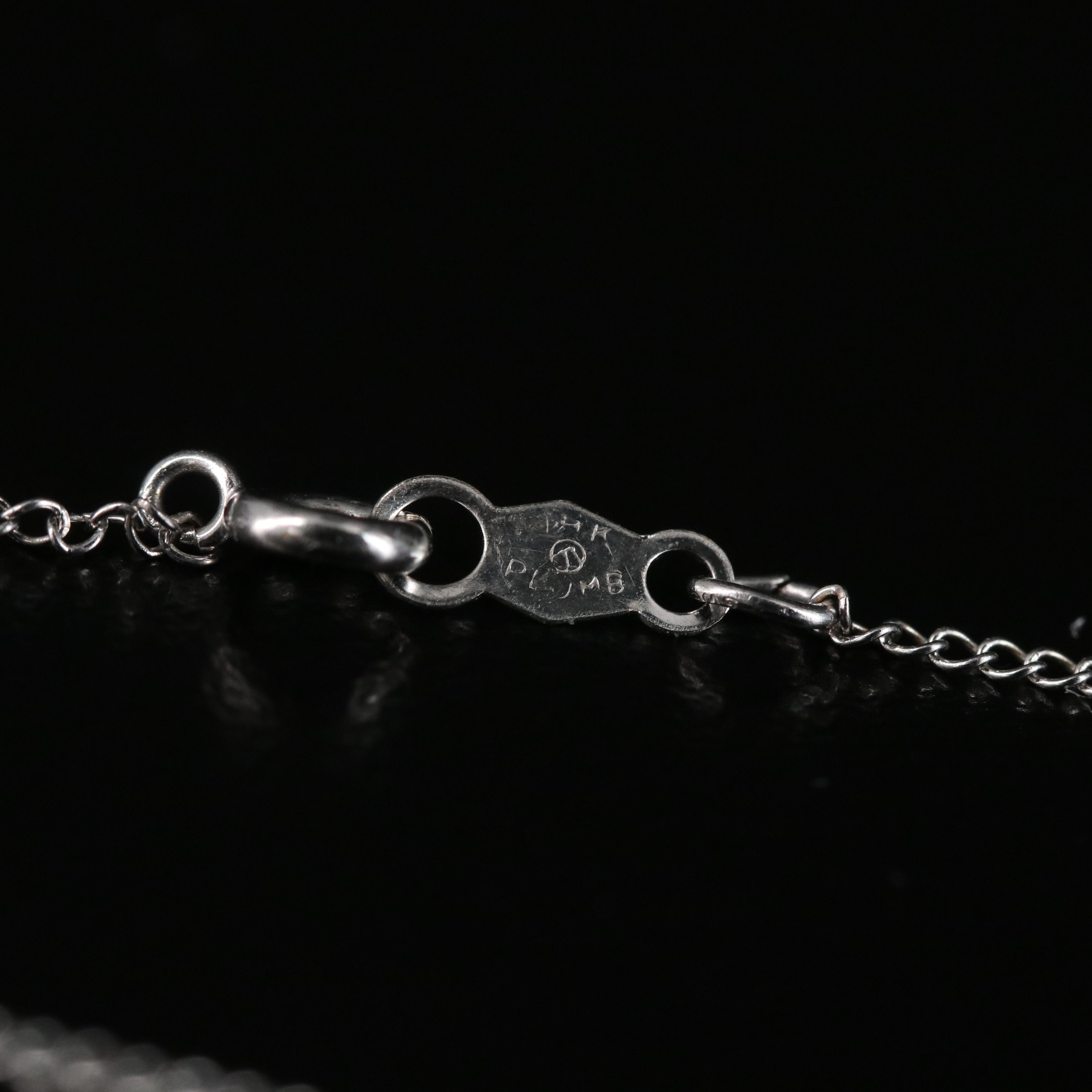 1950s 14K 10.20 MM Pearl and Diamond Necklace with Platinum and Palladium