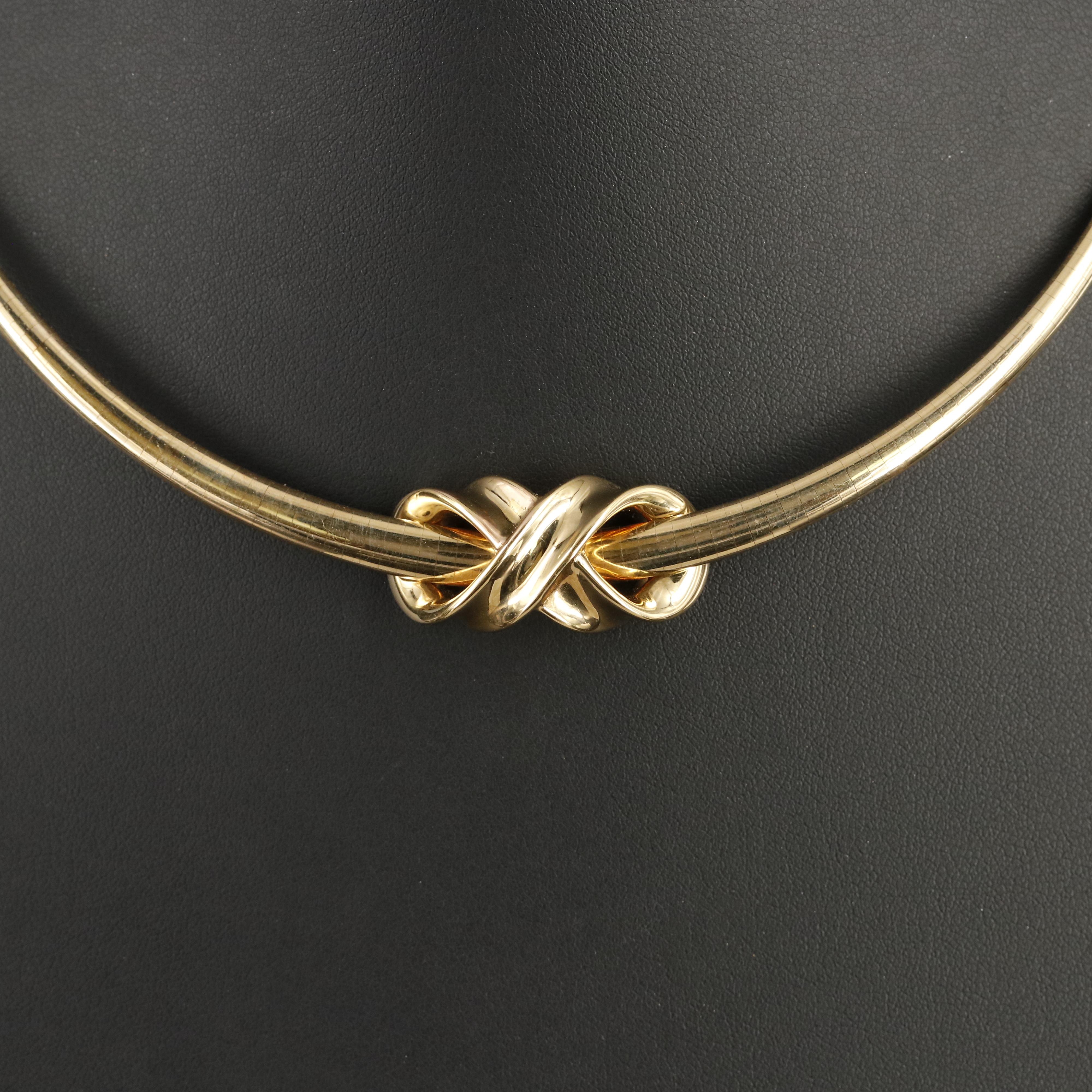 14K Infinity Slide Pendant on Graduated Omega Chain Necklace