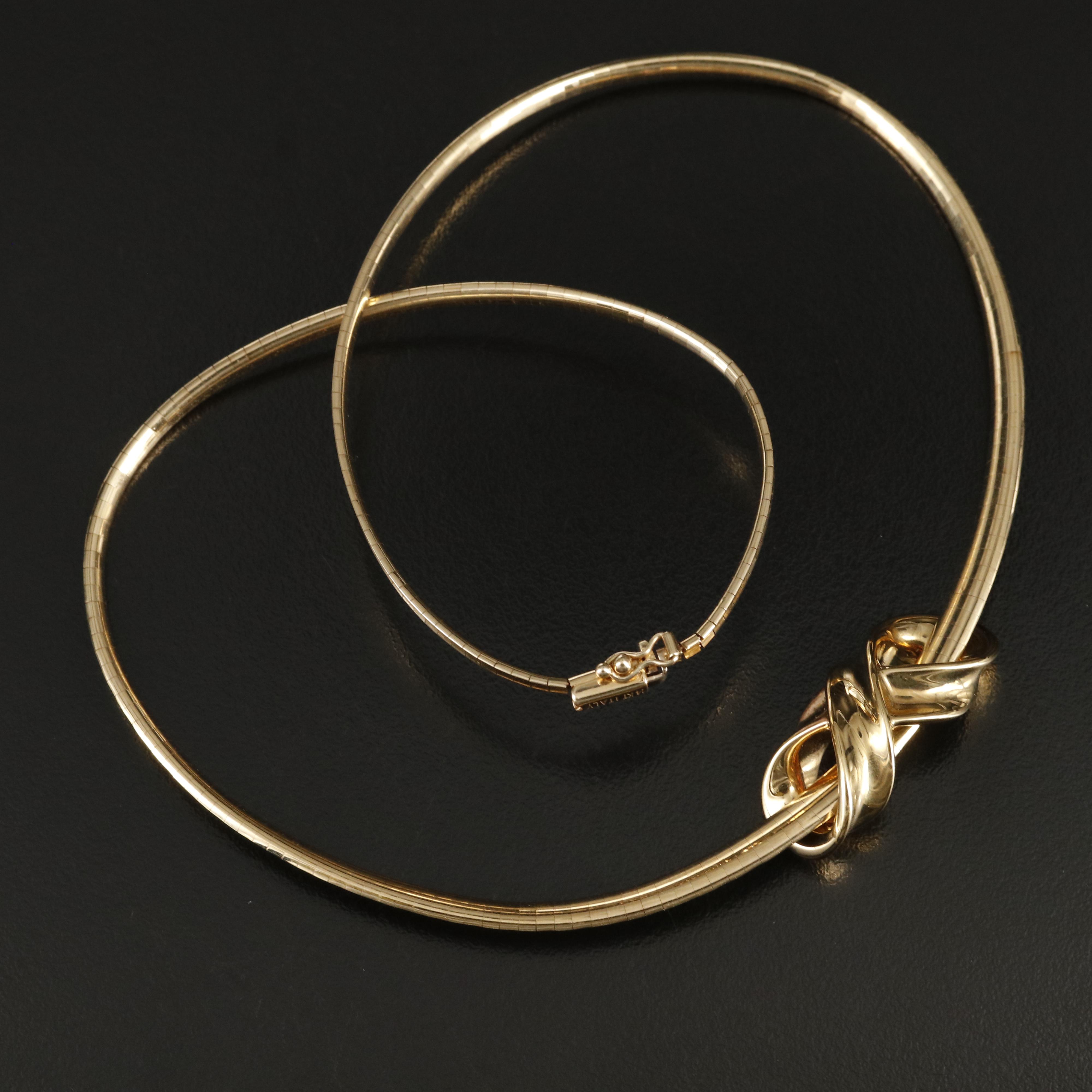 14K Infinity Slide Pendant on Graduated Omega Chain Necklace