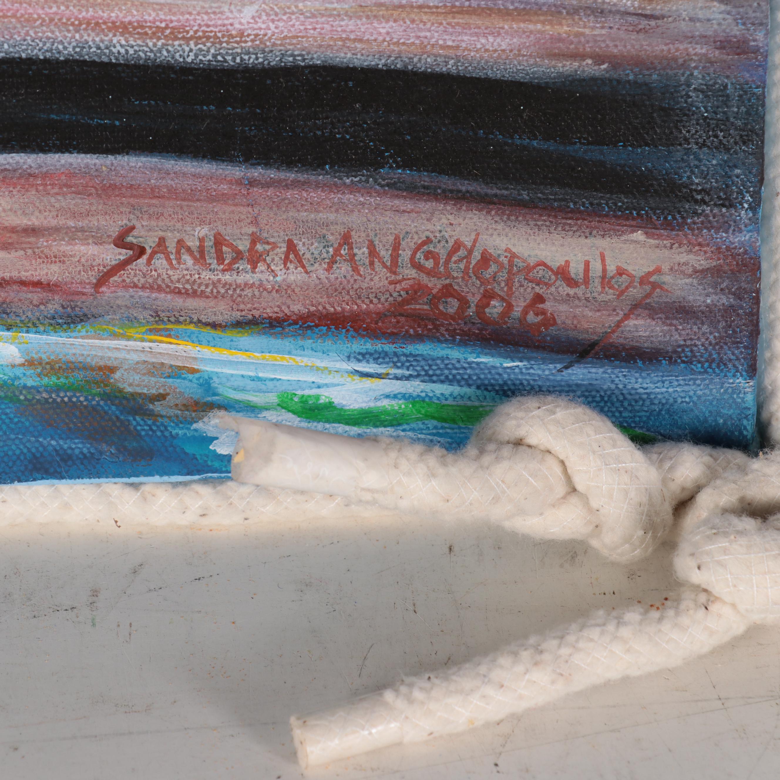 Sandra Angelopoulos Acrylic Painting of Harbor Scene