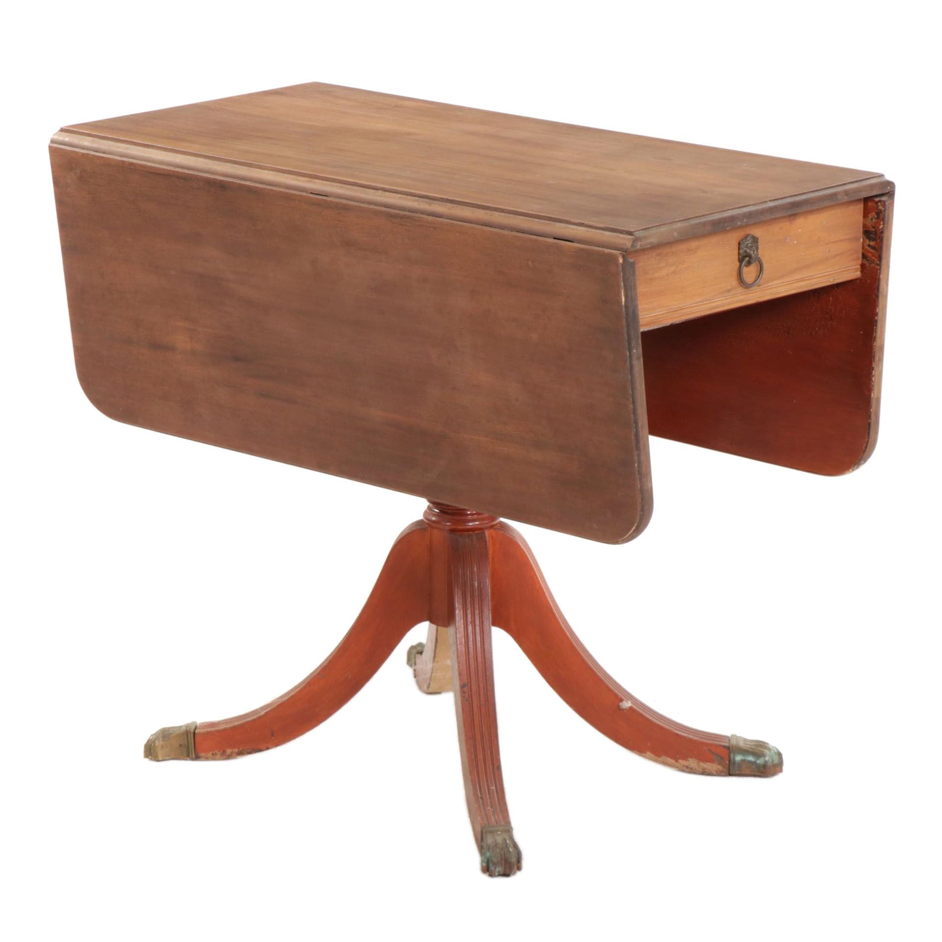 Brandt Sheraton Style Walnut Drop Leaf Table, Mid to Late 20th Century