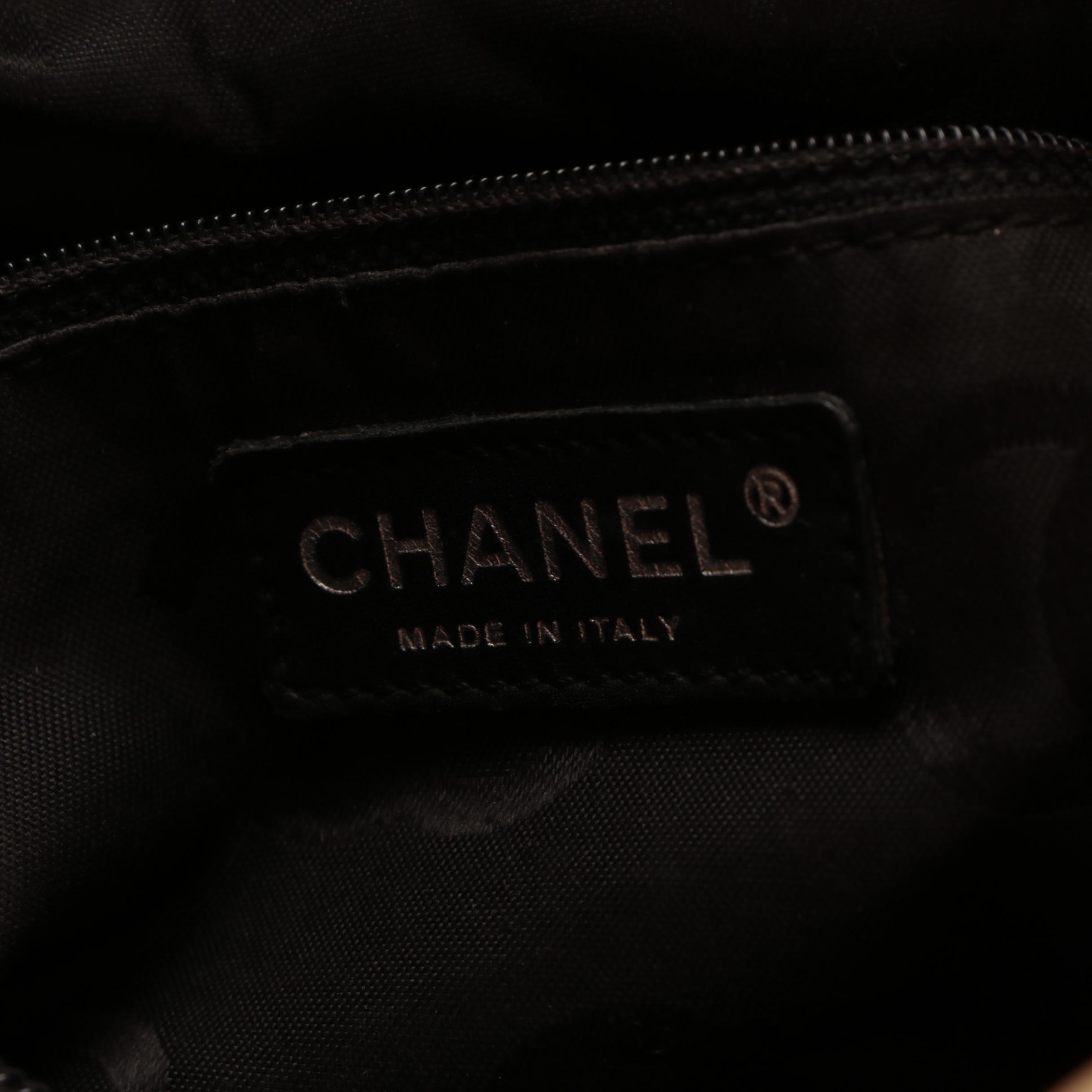 Chanel Ligne Cambon Tan/Black Quilted Leather Mini Shopping Tote Bag