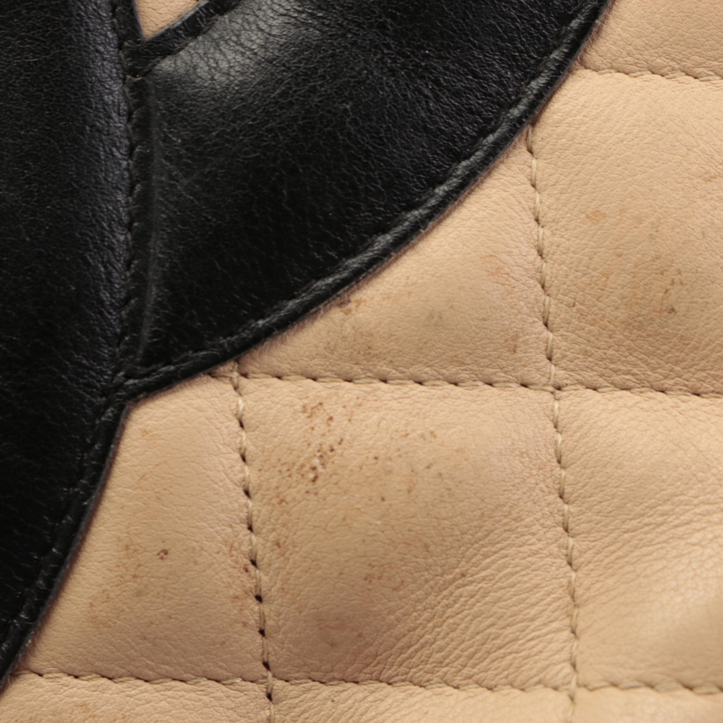 Chanel Ligne Cambon Tan/Black Quilted Leather Mini Shopping Tote Bag