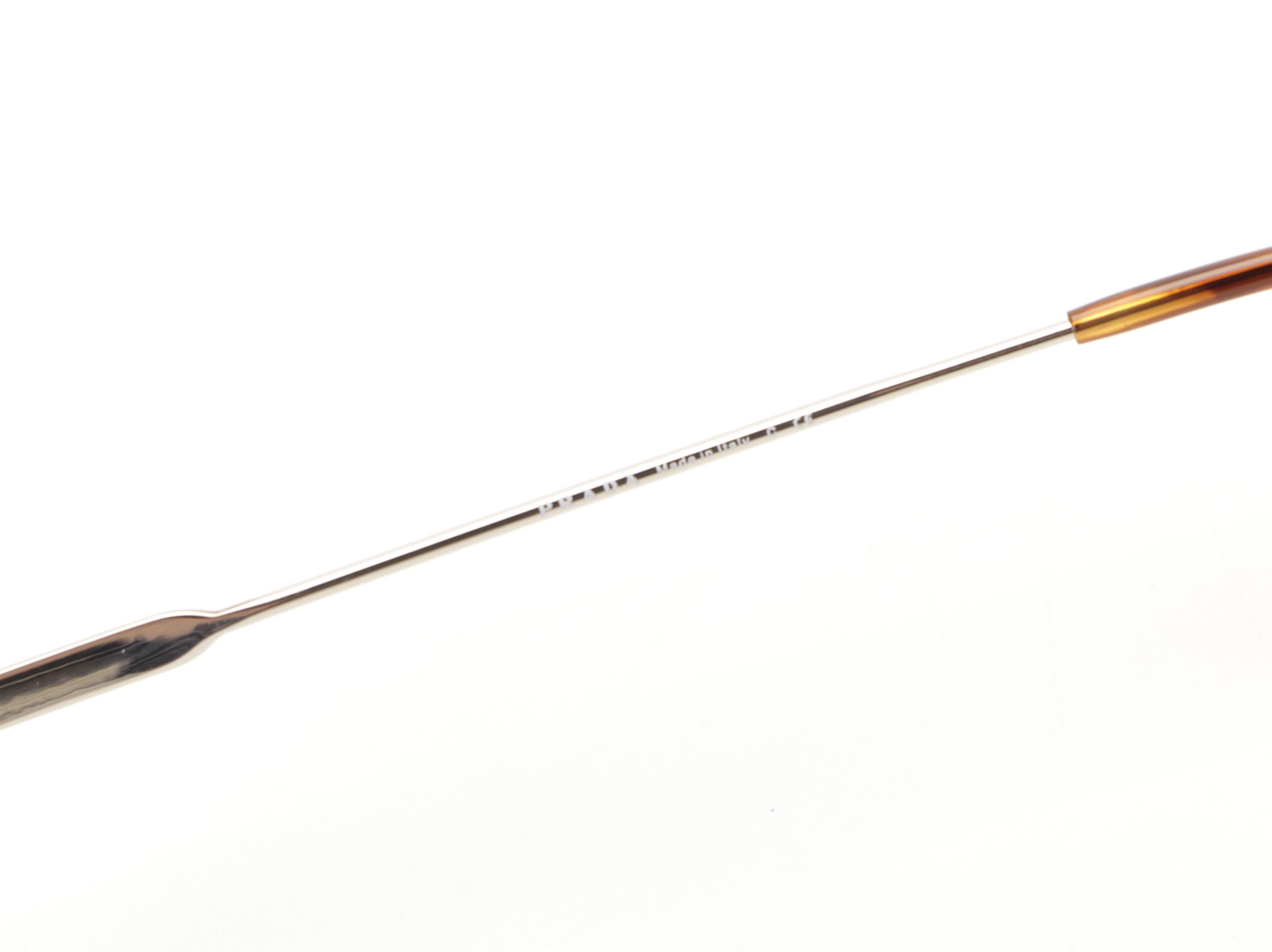 Prada SPR64X Silver Tone Sunglasses with Havana Tips and Includes Case and Box