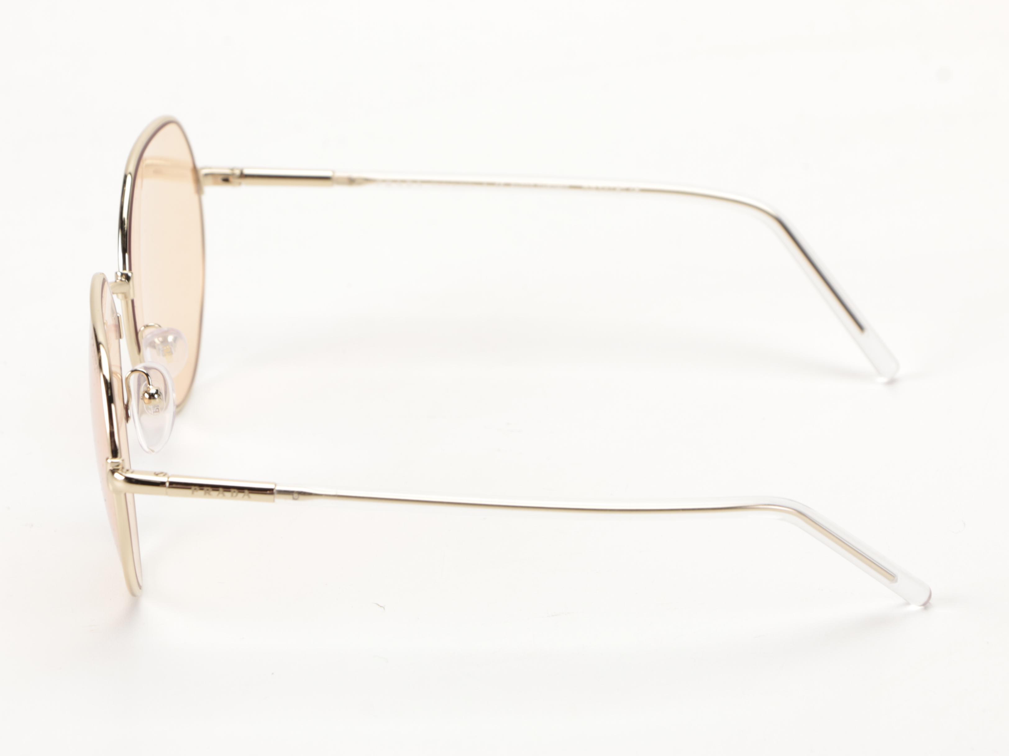 Prada SPR 65X Photochromic Lens Sunglasses in Gold Tone with Case and Box