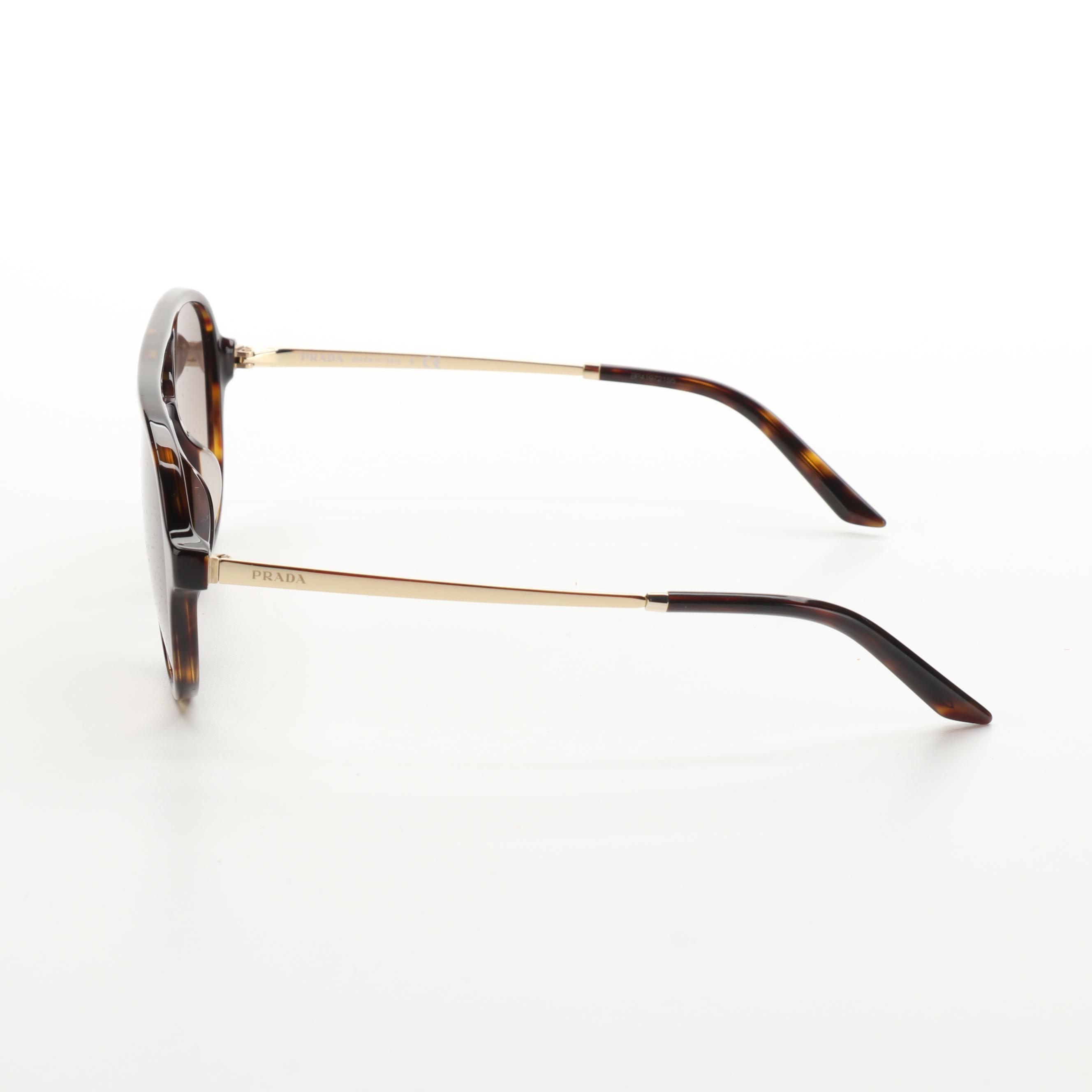 Prada SPR 13W-F Aviator Sunglasses in Tortoise Acetate with Case and Box