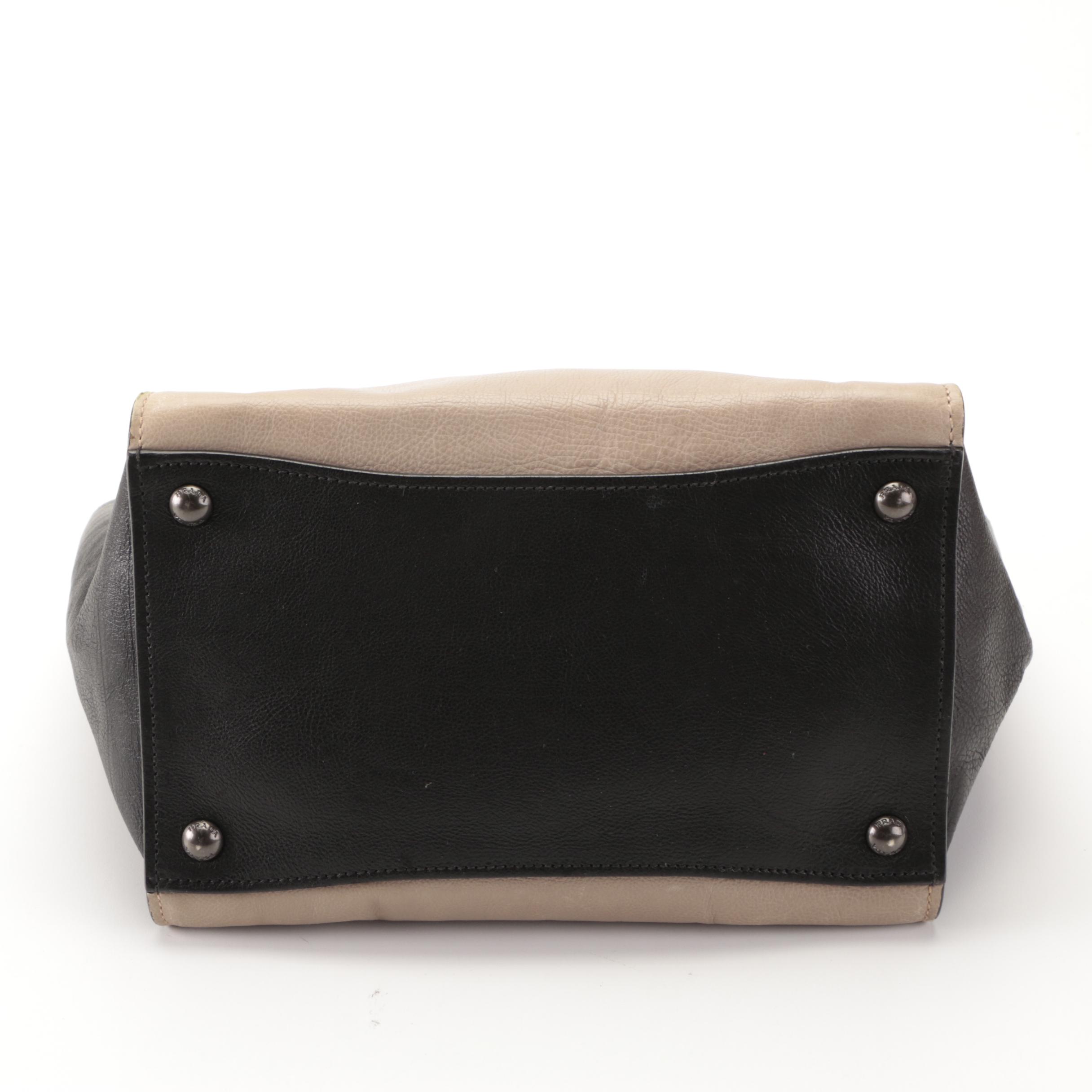 Prada Small Double-Zip Tote Bag in Bicolor Calfskin Leather