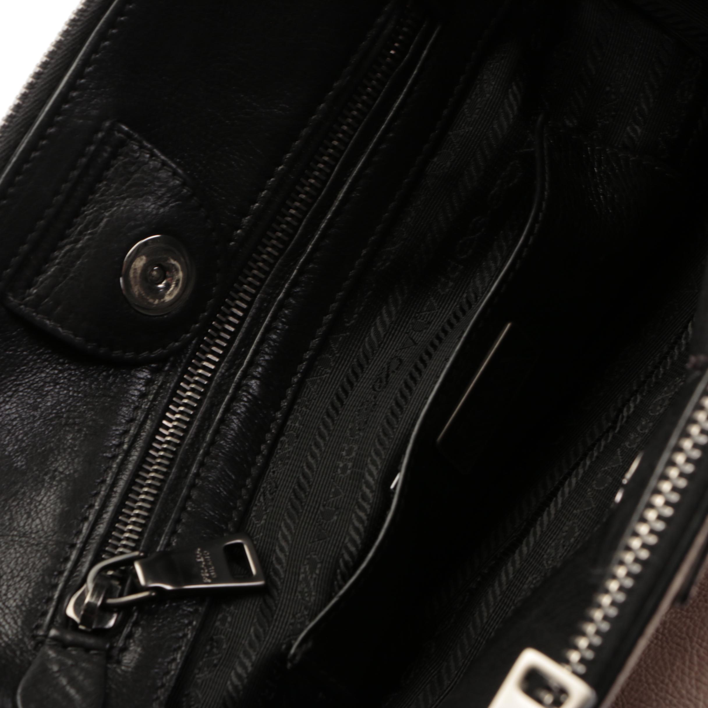 Prada Small Double-Zip Tote Bag in Bicolor Calfskin Leather