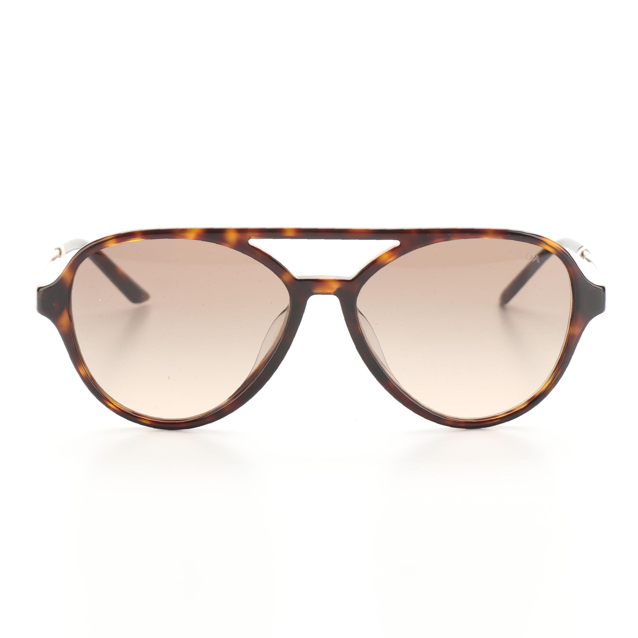 Prada SPR 13W-F Aviator Sunglasses in Tortoise Acetate with Case and Box