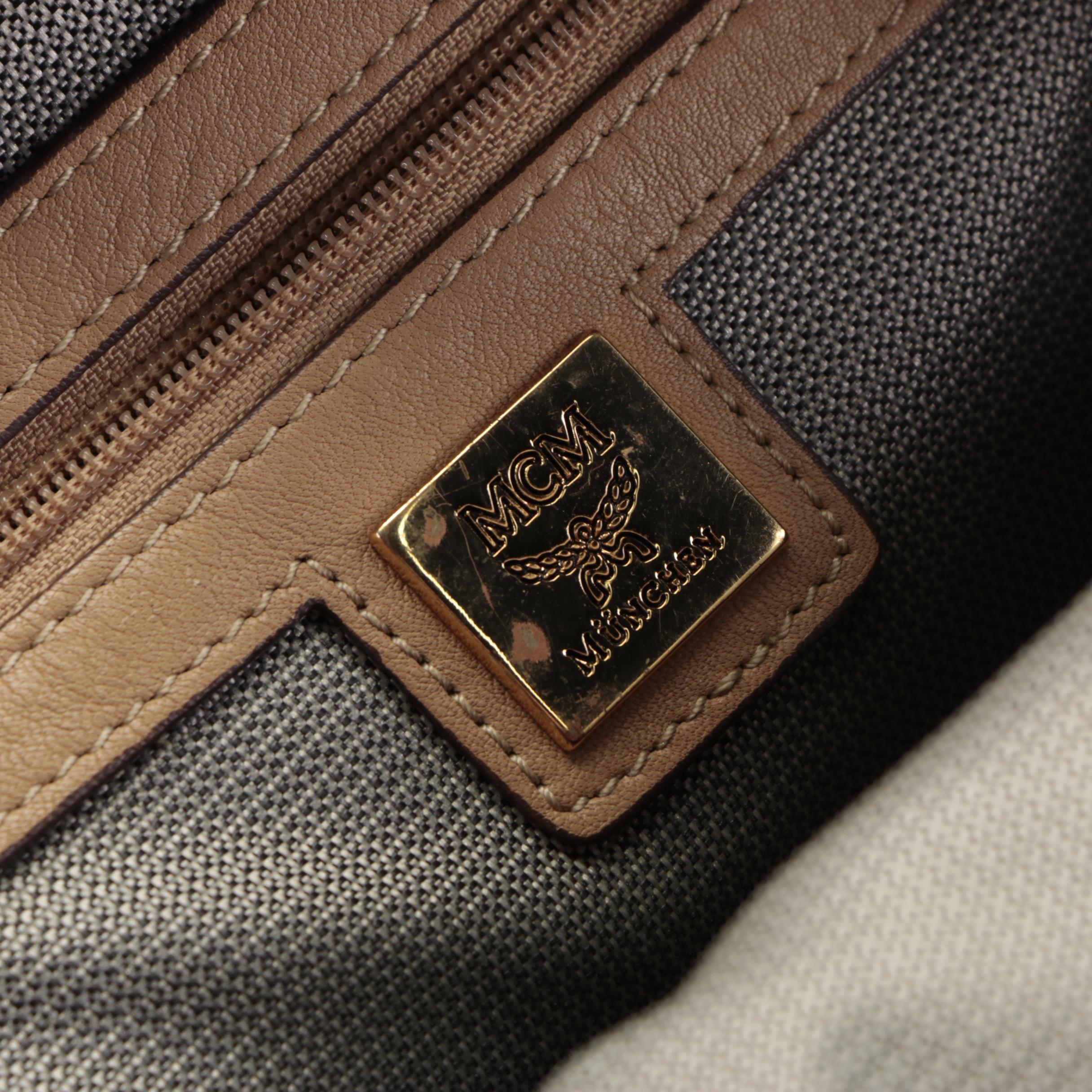 MCM Small Stark Backpack in Studded Beige Visetos Monogram Canvas and Leather